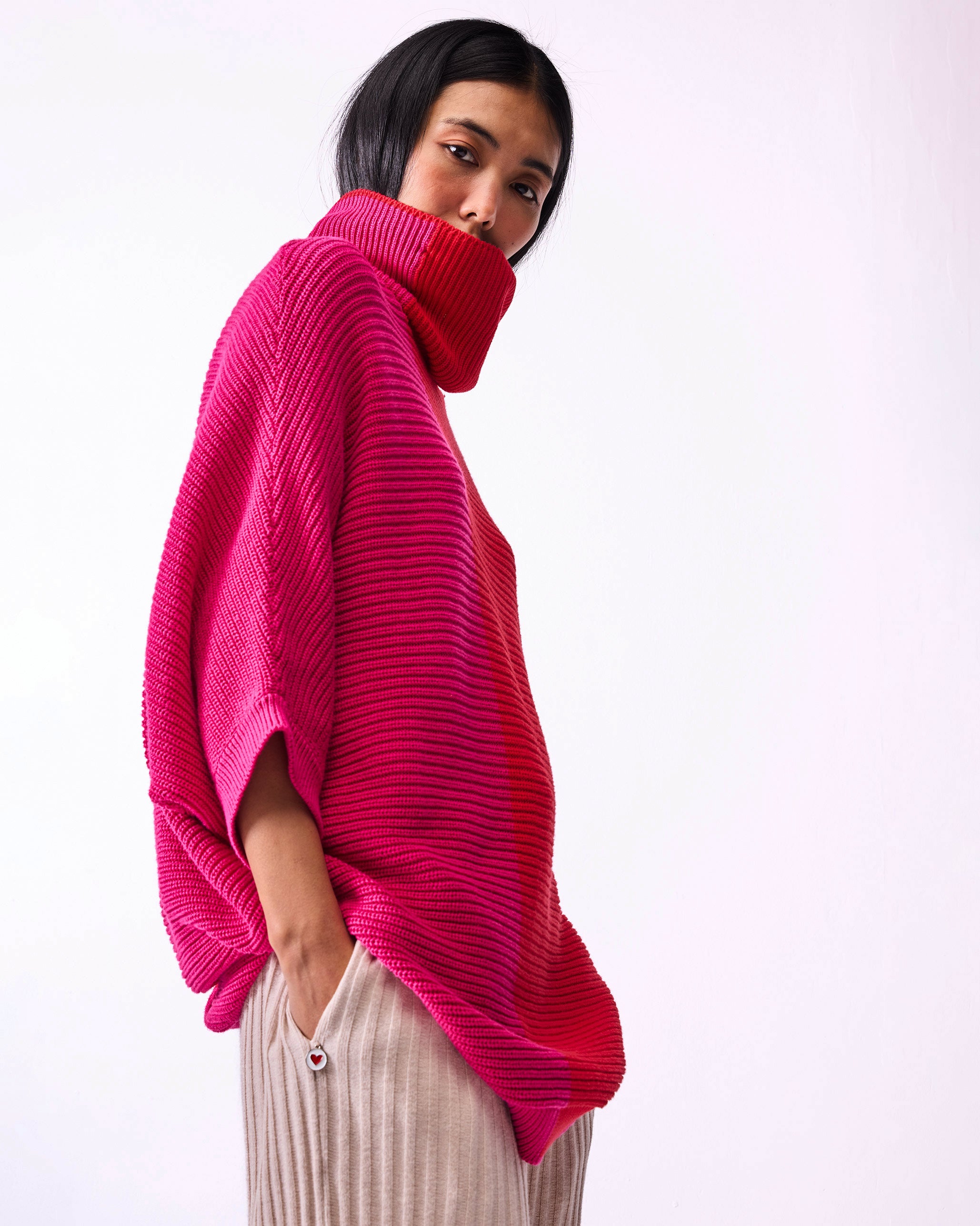 Tao Turtle Neck Sweater - Bright Red & Orange