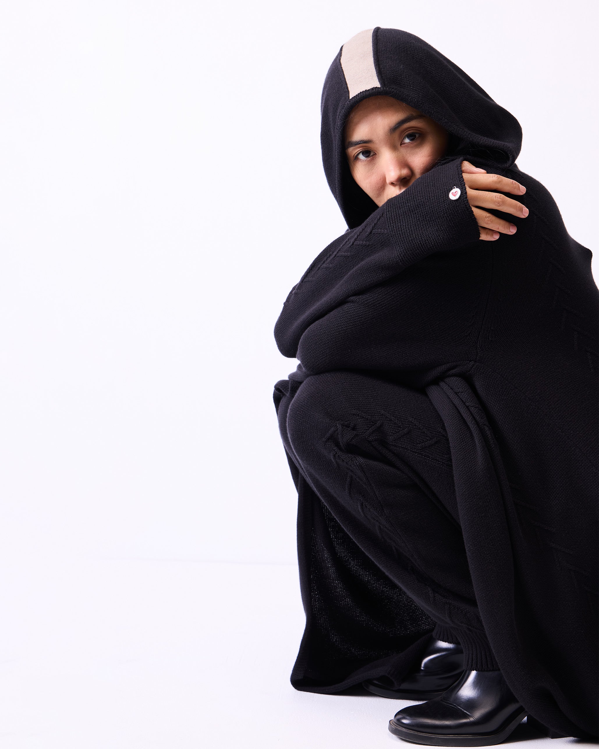 Hoodie Cardigan - Black
