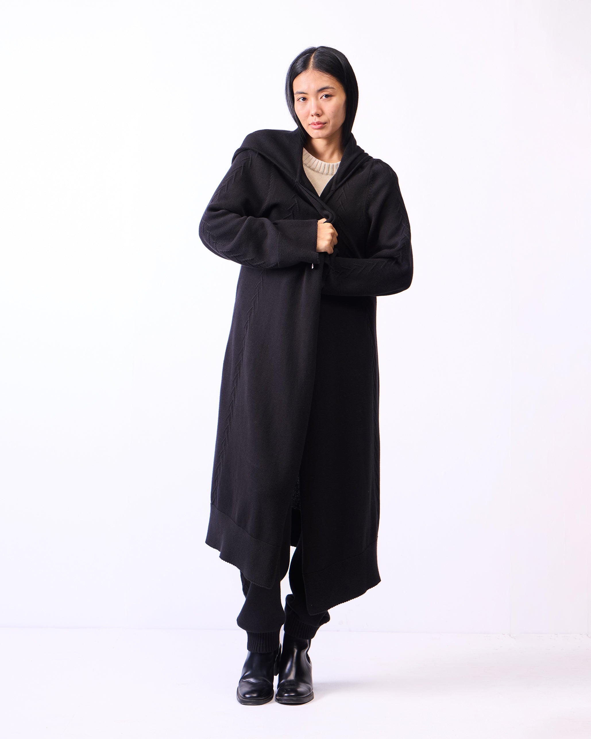 Hoodie Cardigan - Black