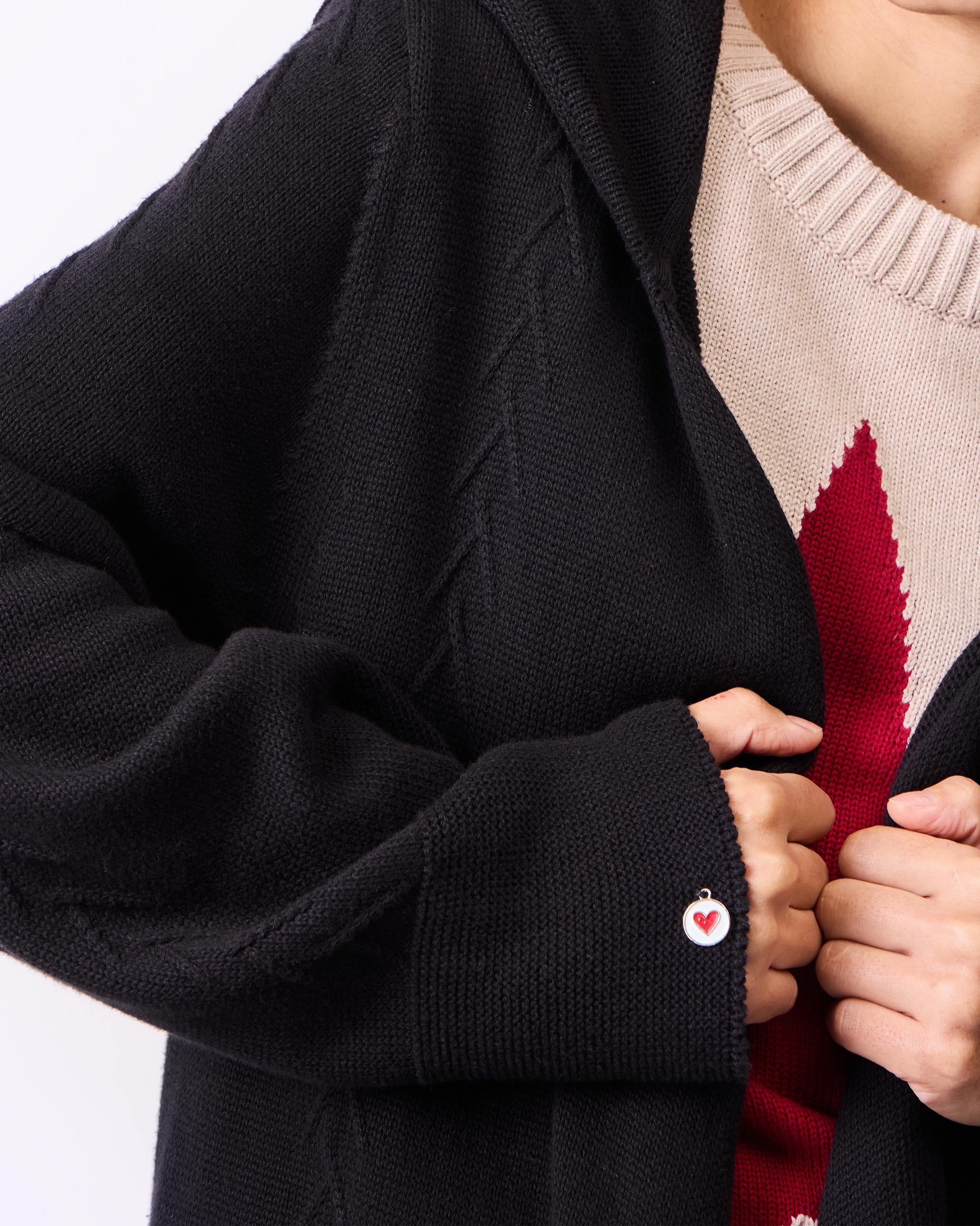 Hoodie Cardigan - Black