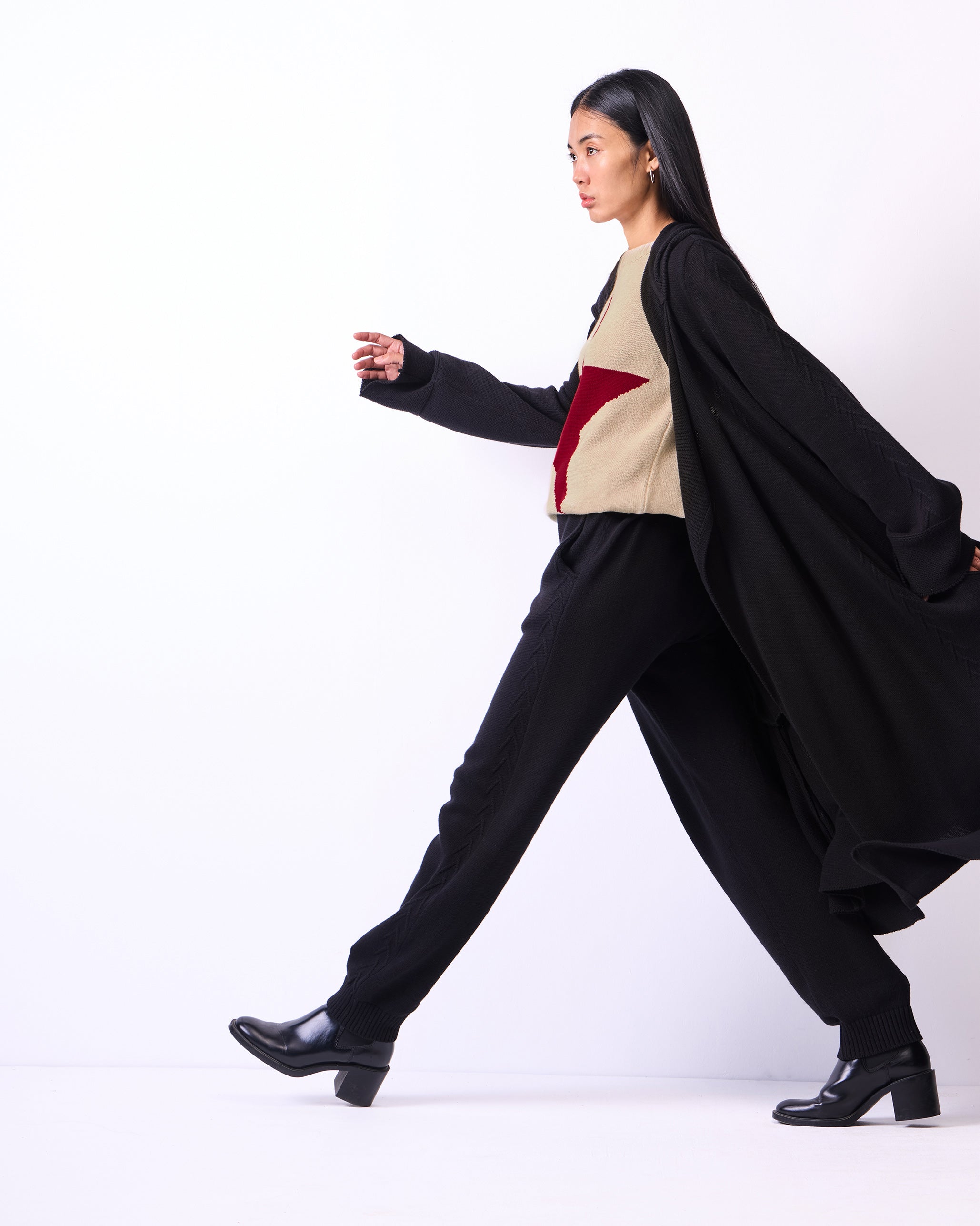 Hoodie Cardigan - Black