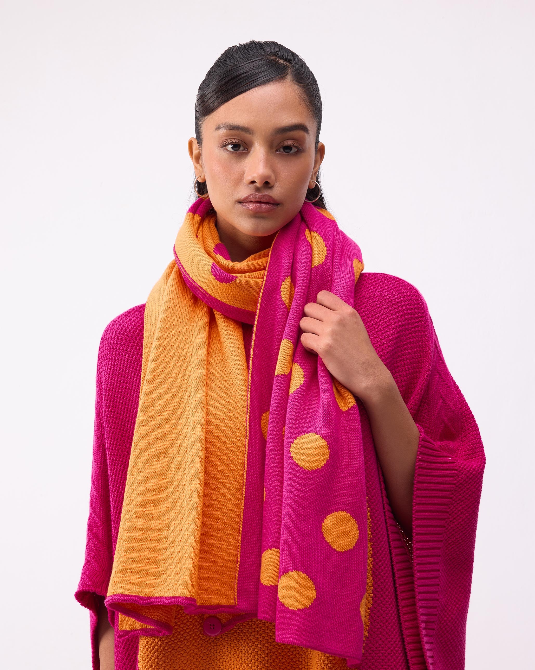 Polka Party Scarf - Orange & Fuchsia