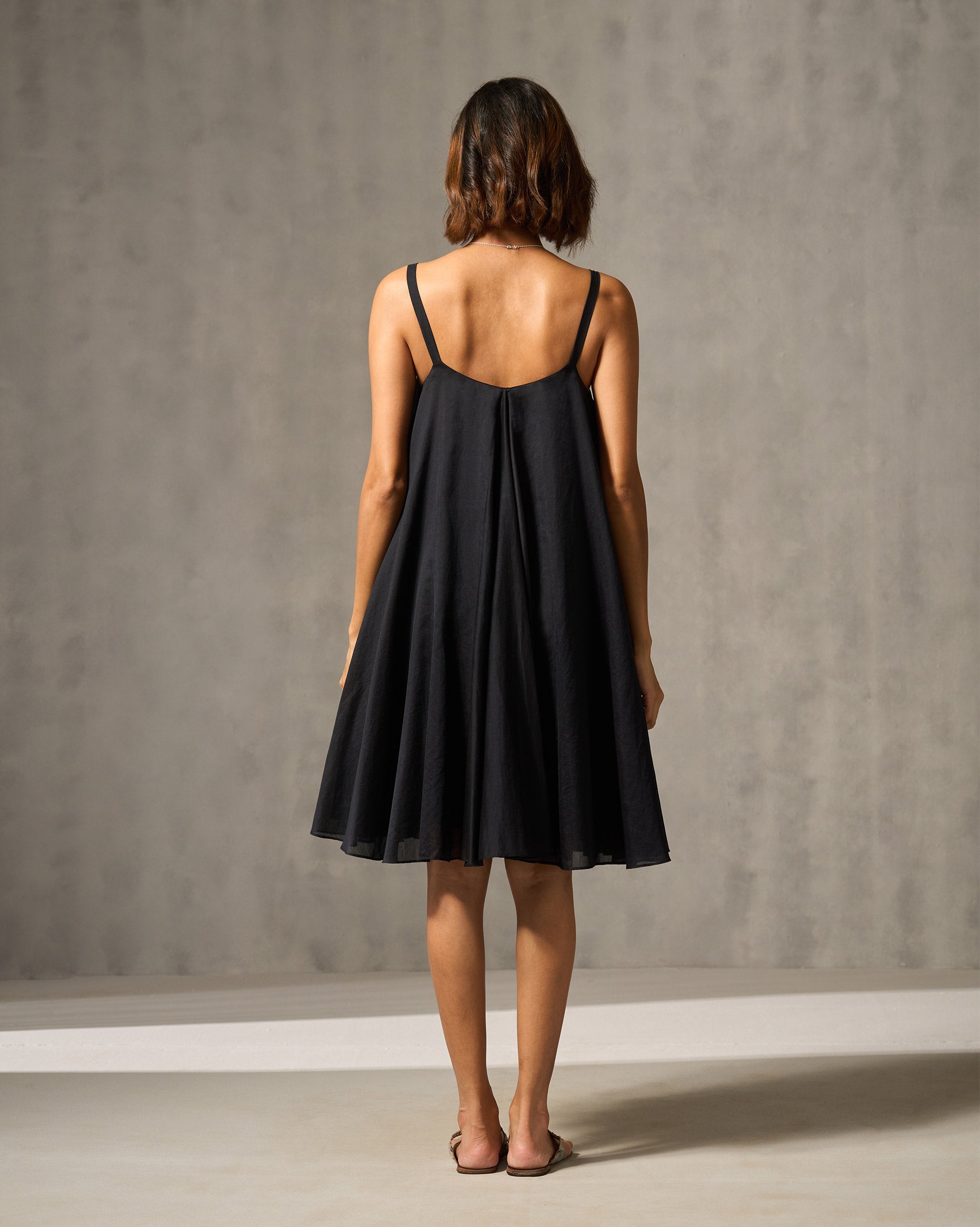 Berber Strappy Dress - Black & Foil Print