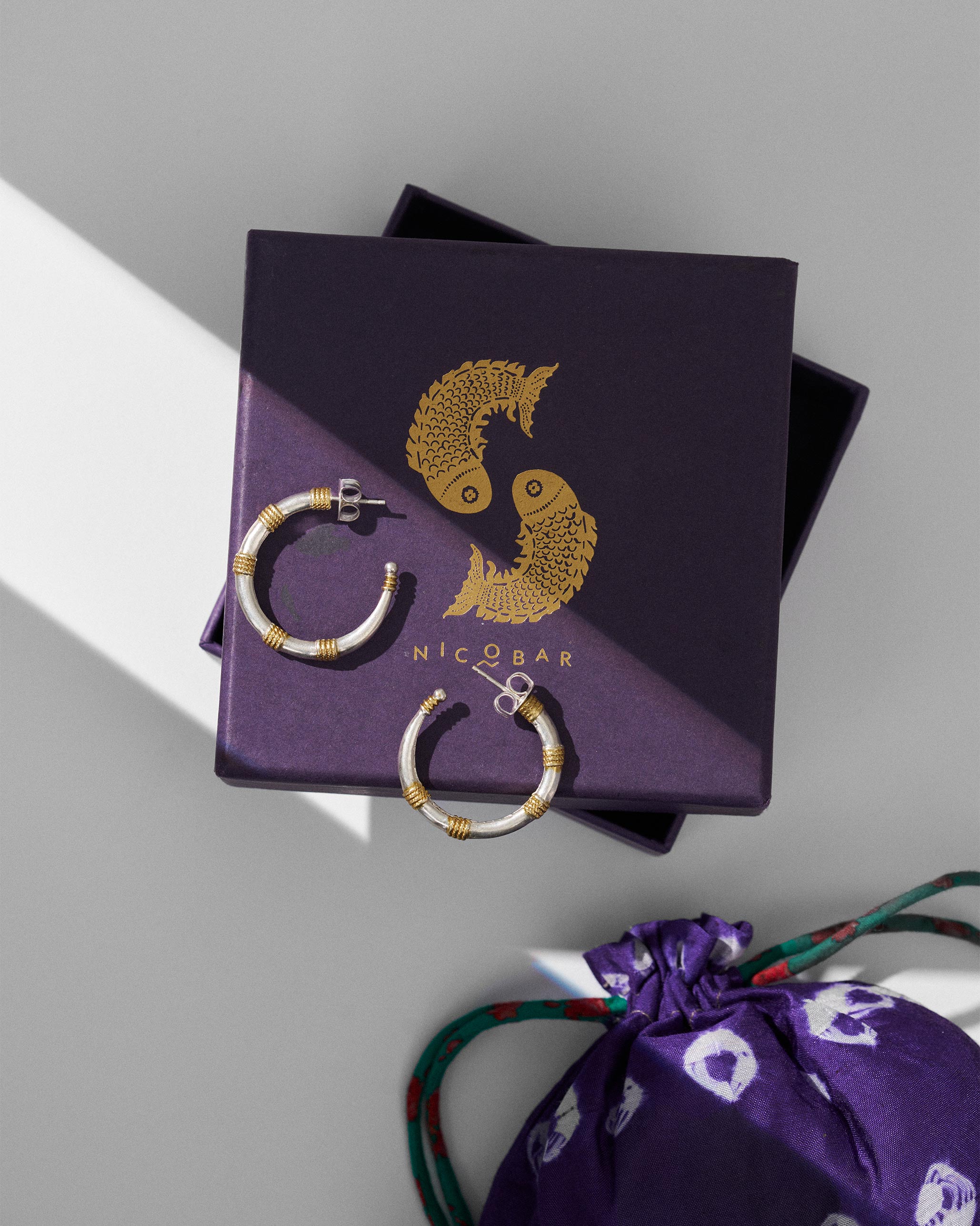 Dhoop Chaon Hoops Small - Silver & Gold