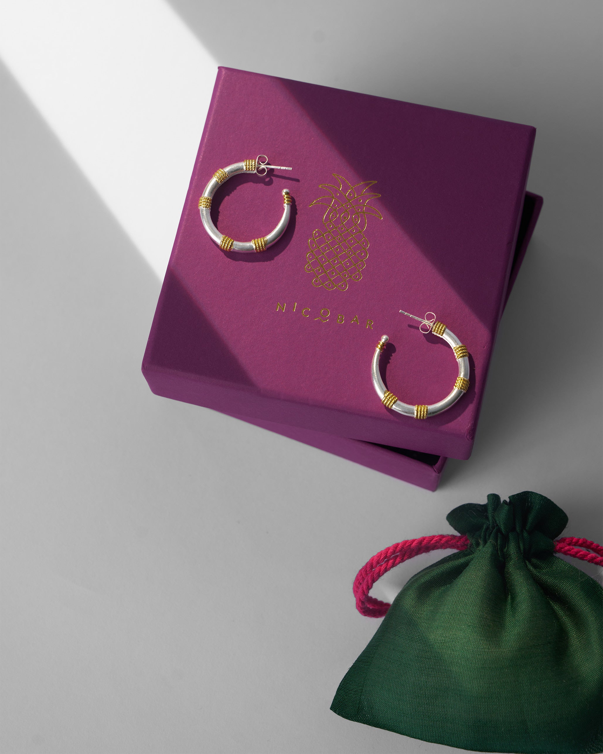 Dhoop Chaon Hoops Small - Silver & Gold