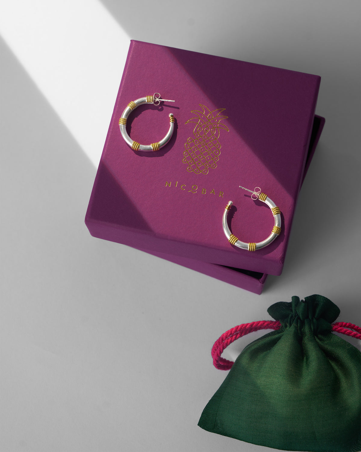 Dhoop Chaon Hoops Small - Silver & Gold