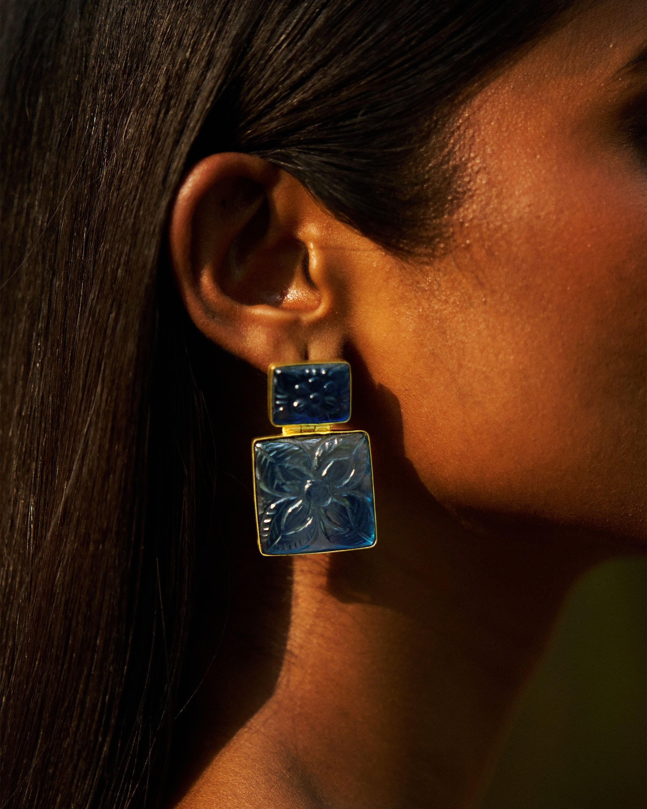 Glass Earrings - Blue