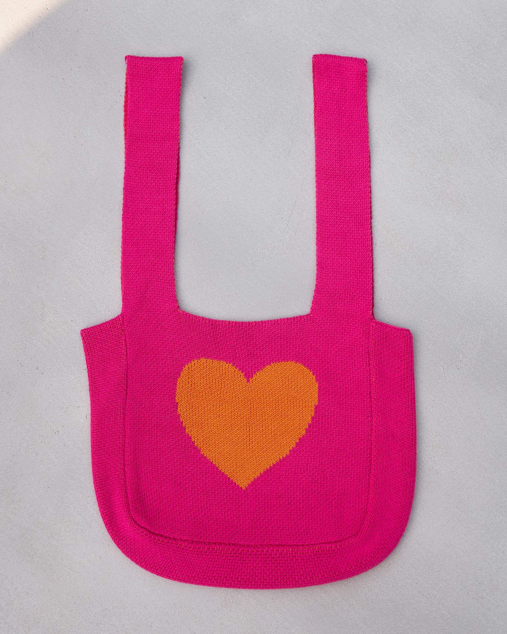 Knitted Heart Bag - Fuchsia