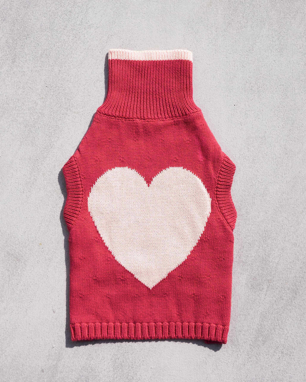 Heart Snug Dog Sweater - Blush Red & Baby pink