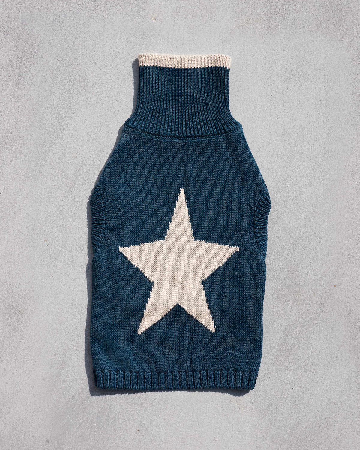 Star Snug Dog Sweater - Teal & Oatmeal