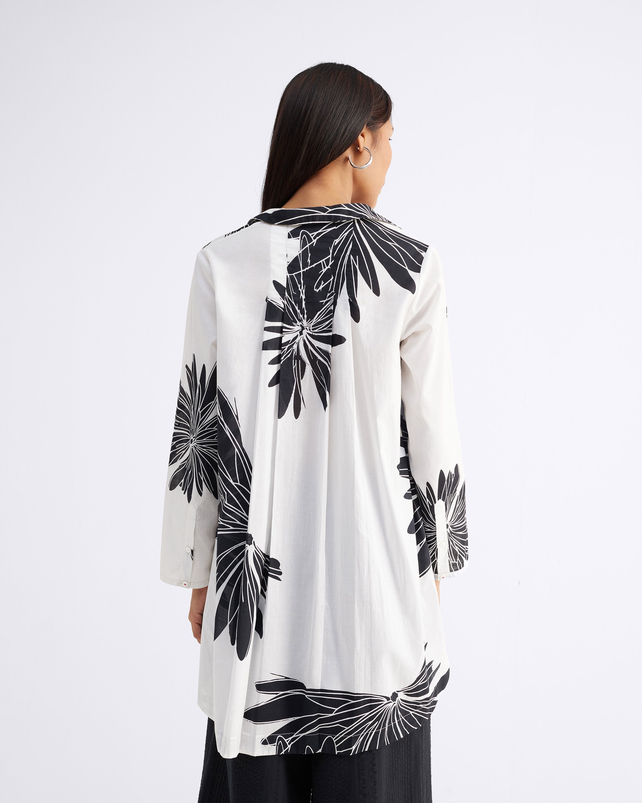 High Low Shirt - Black & White Print