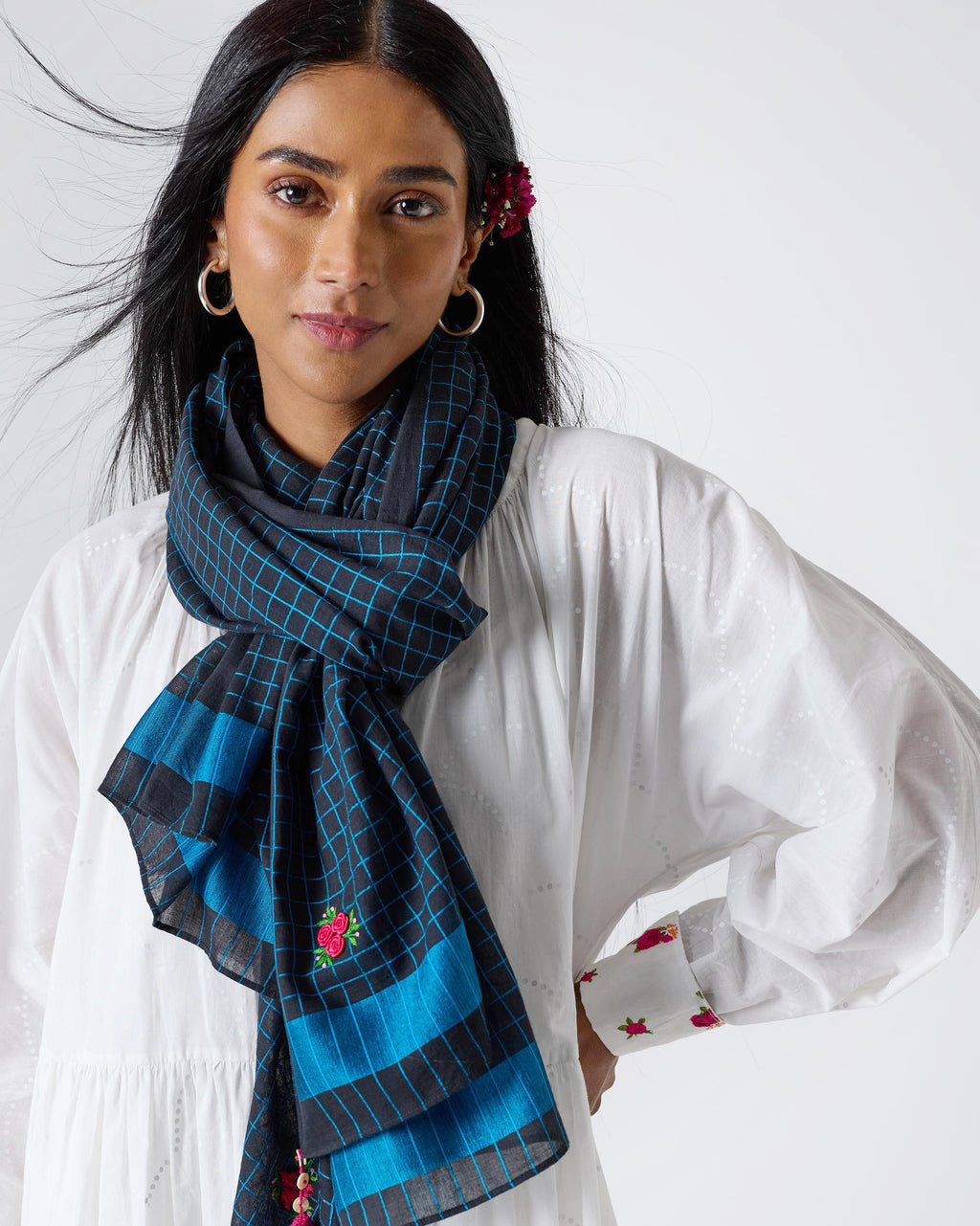 Checked Scarf - Blue – Nicobar