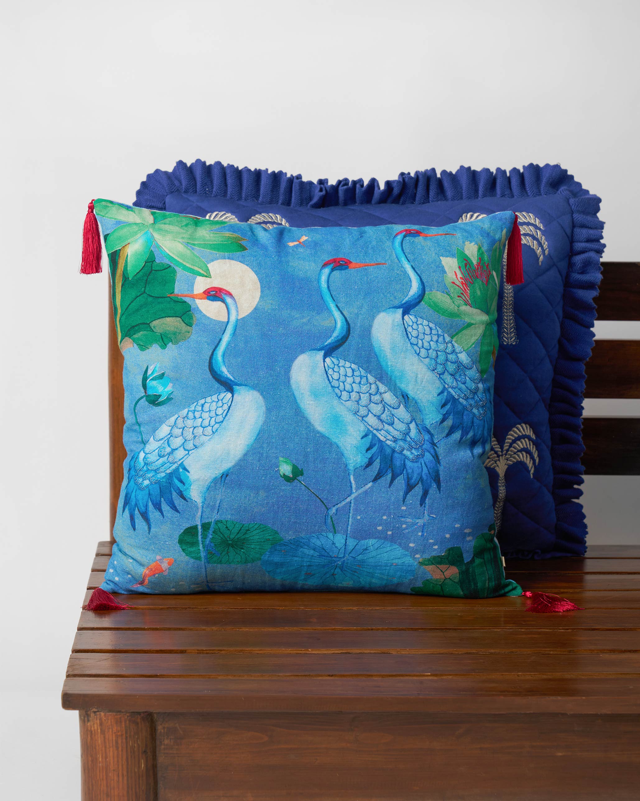 Midnight Crane Cushion Cover