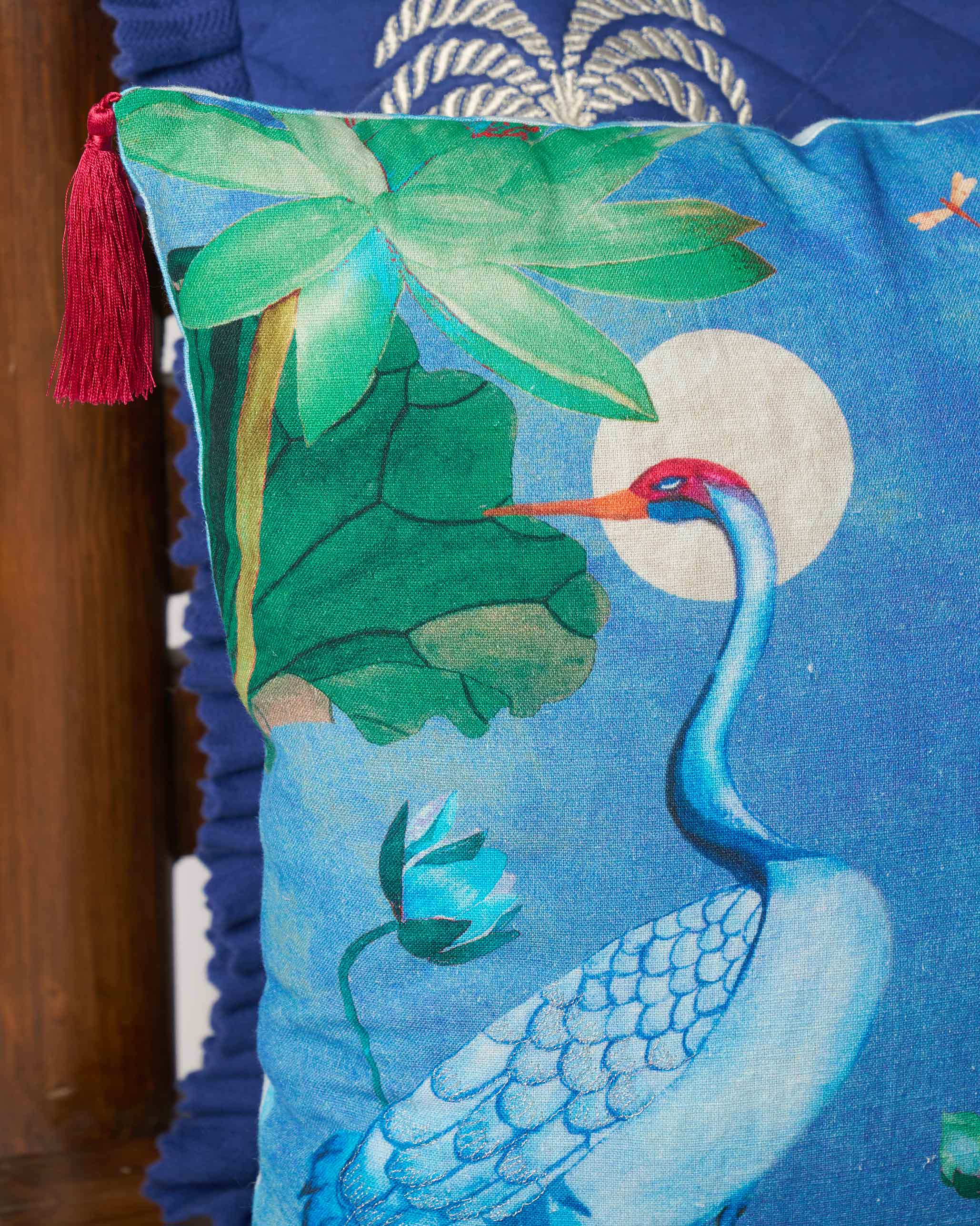 Midnight Crane Cushion Cover