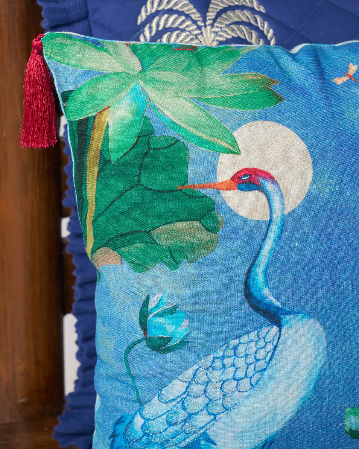 Midnight Crane Cushion Cover