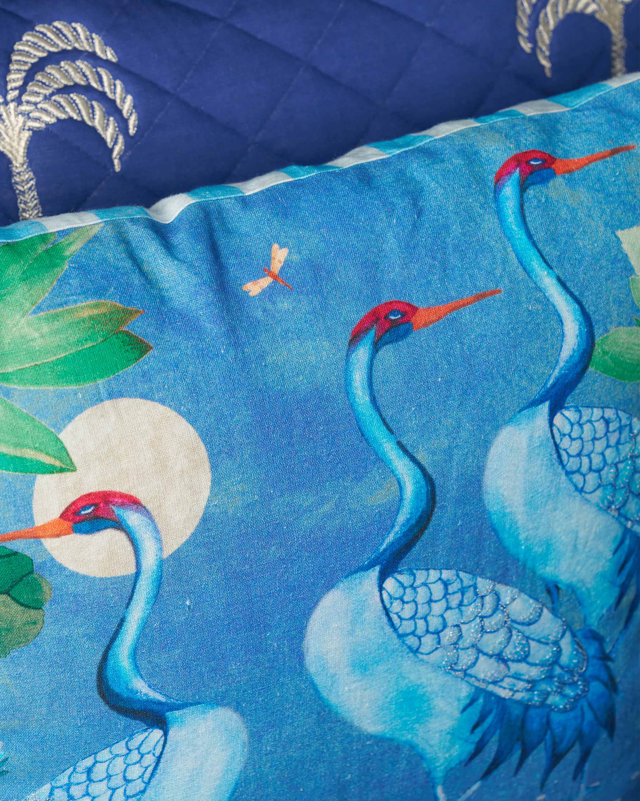 Midnight Crane Cushion Cover