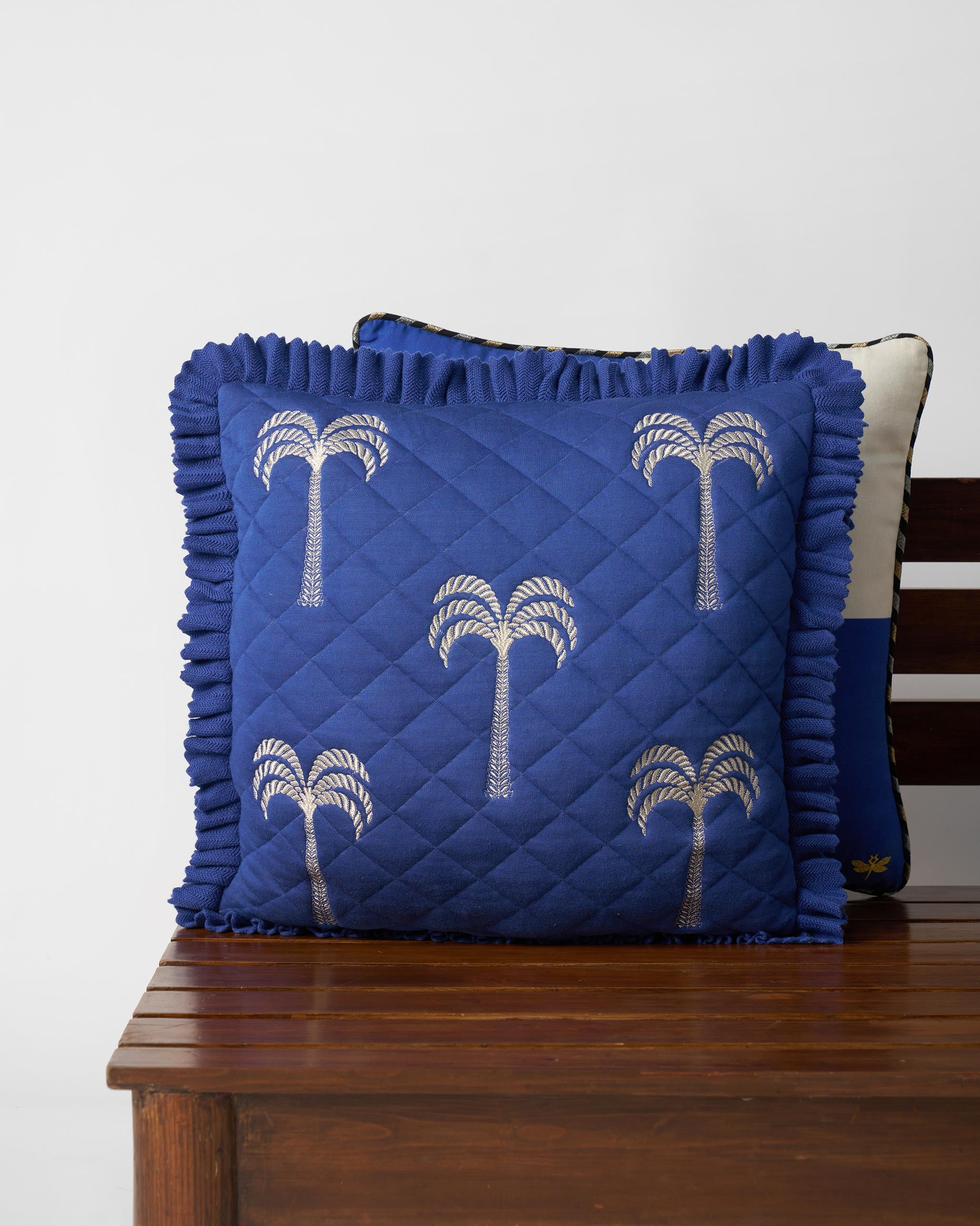 Jewelled Palm cushion cover - Blue