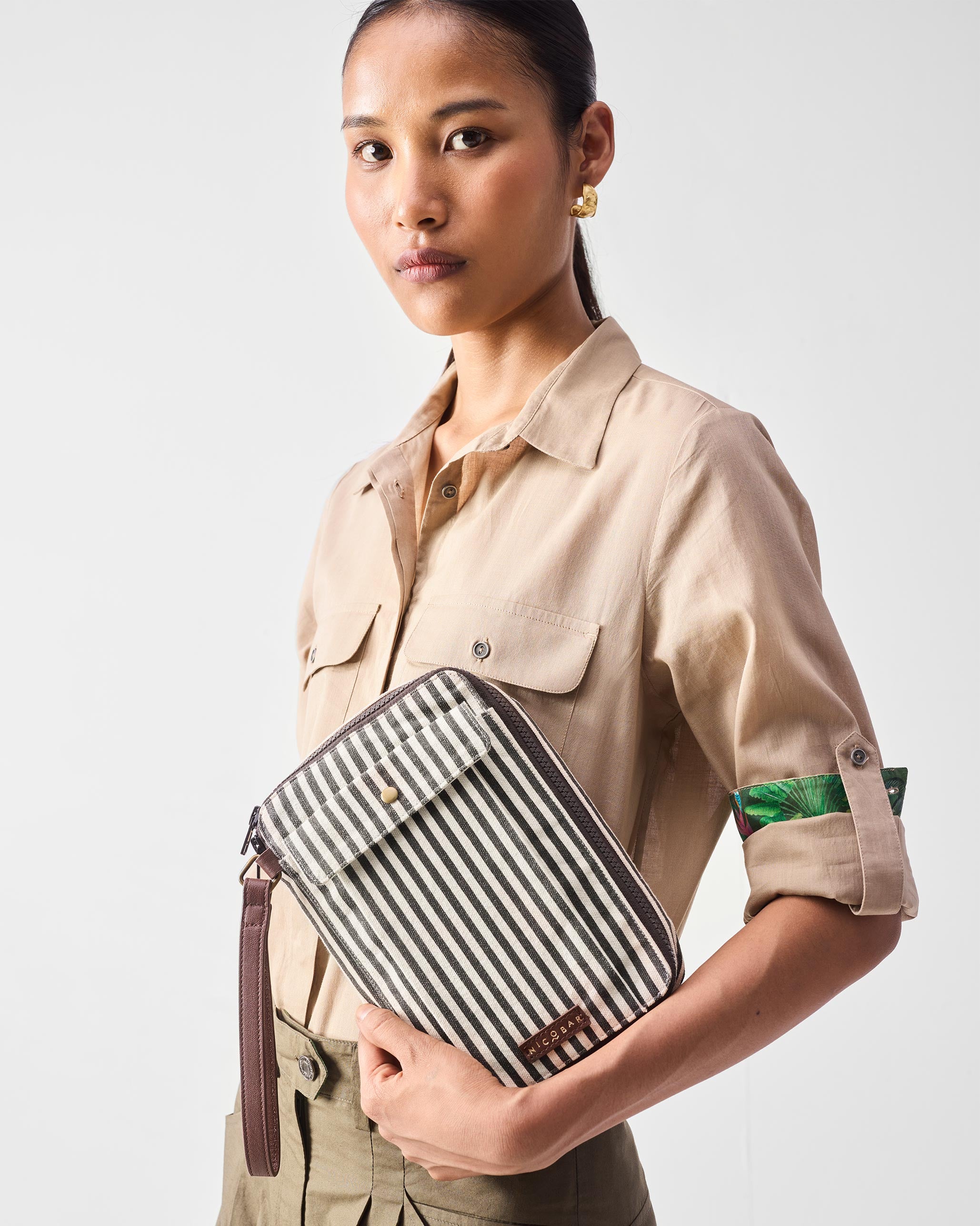 Gadget Pouch - Charcoal Stripes