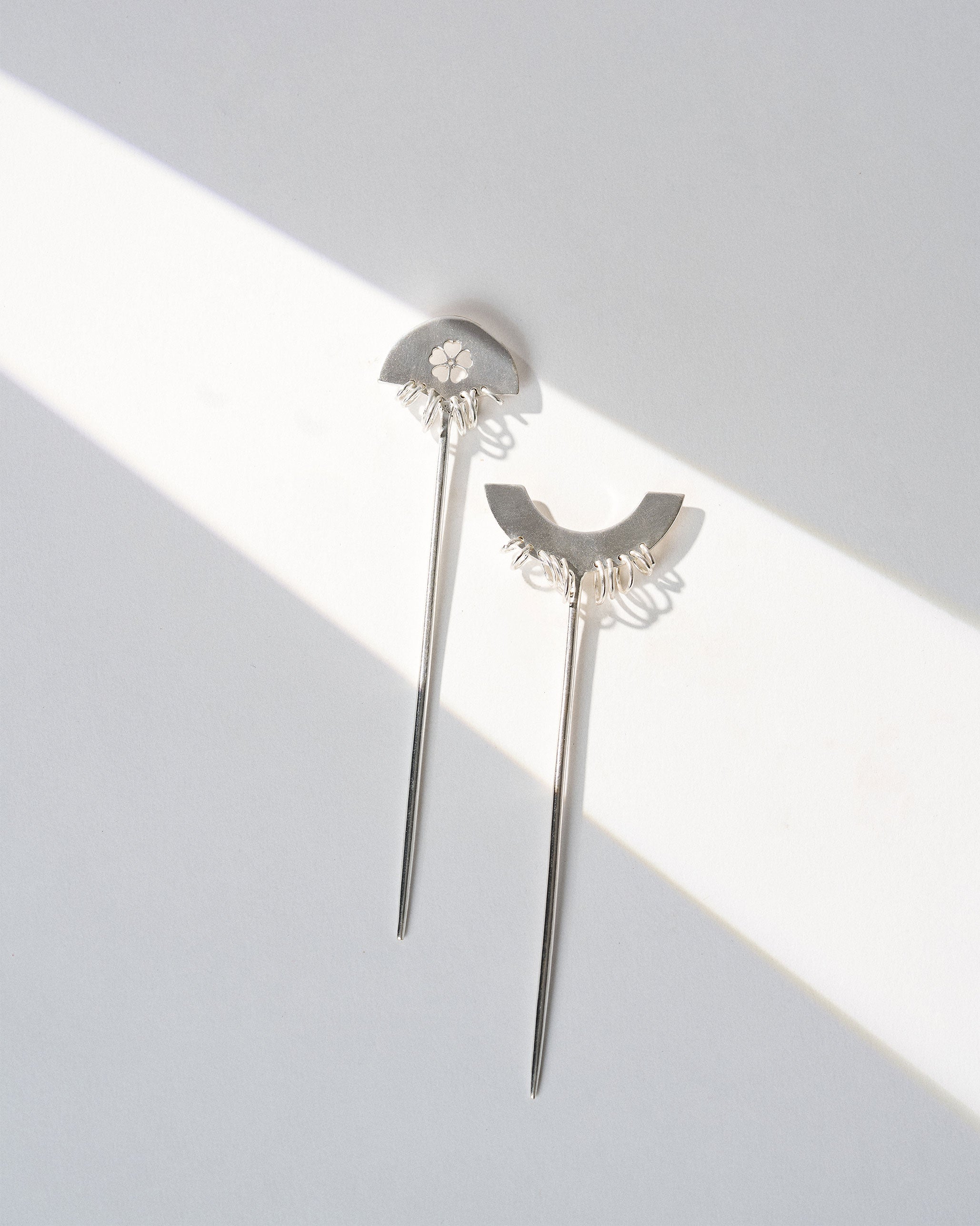 Teer Hair Pins Set of 2 - Silver