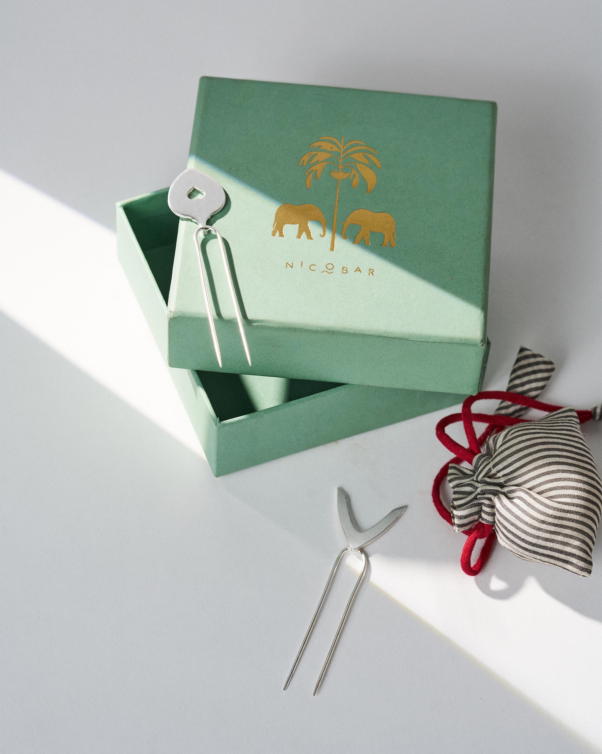 Teer Bun Pins Set of 2 - Silver