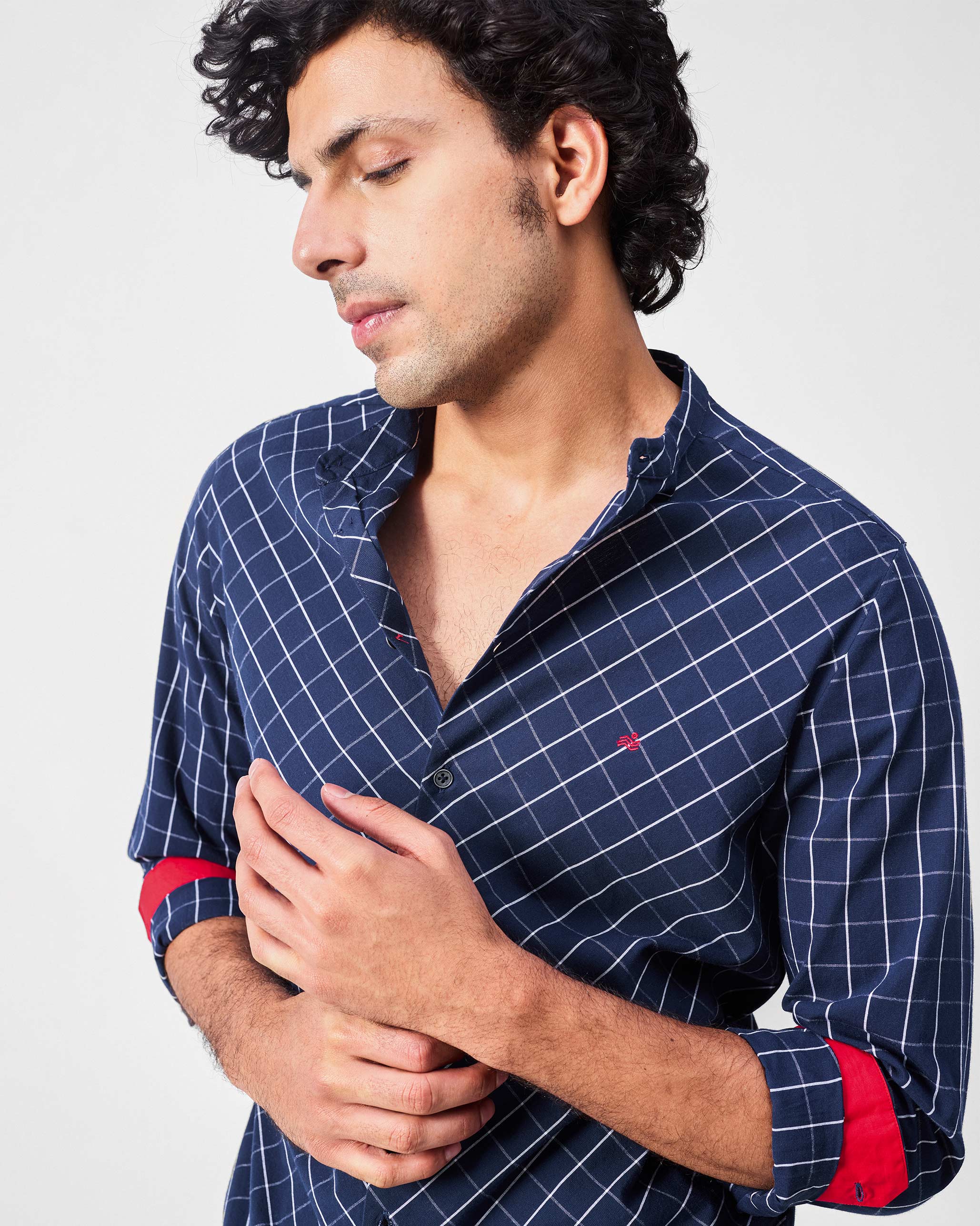 Nawab Shirt - Navy & White Checks