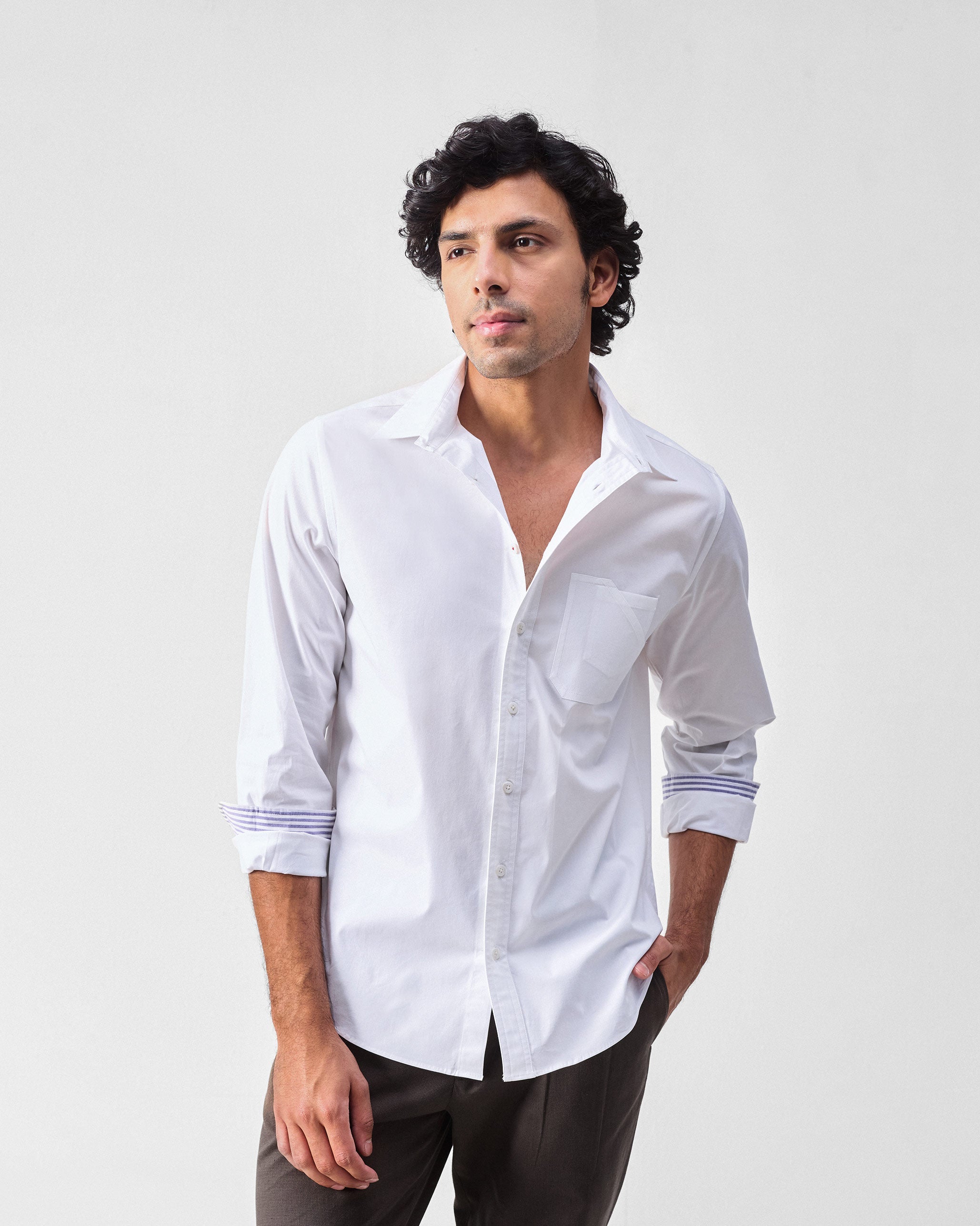 Kayobi Shirt Set (White & Black & Olive)