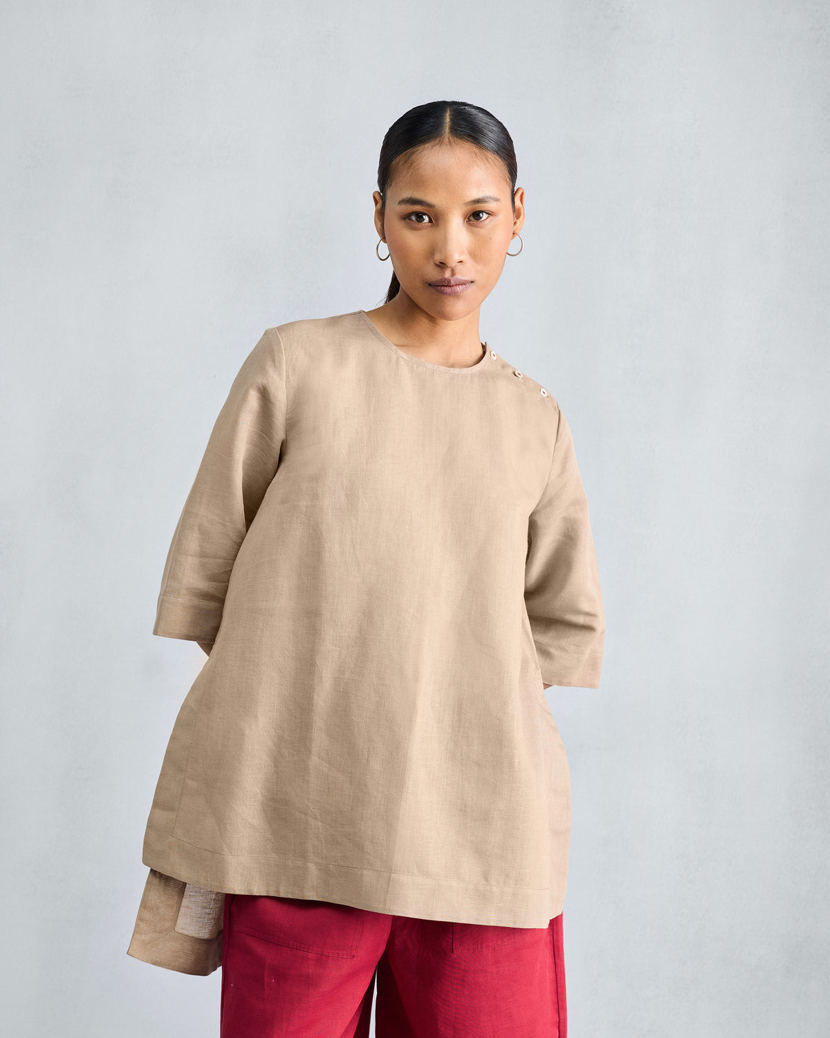 High Slit Top - Beige