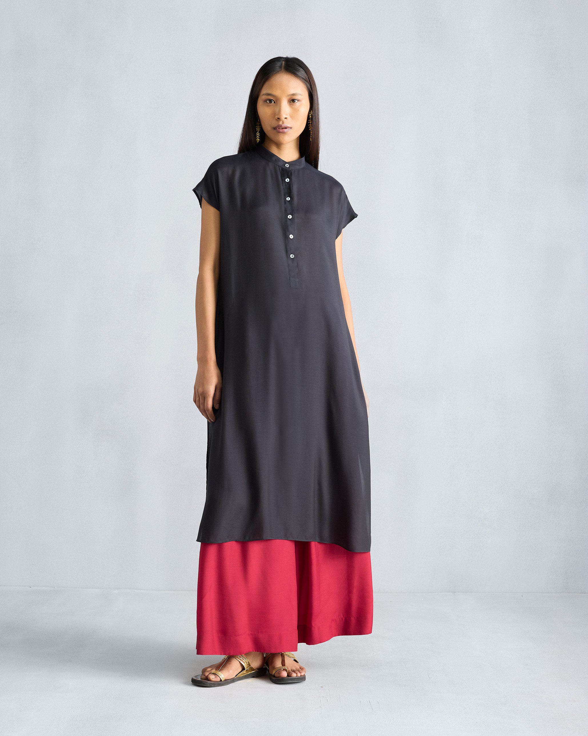 Short Sleeve Kurta - Black