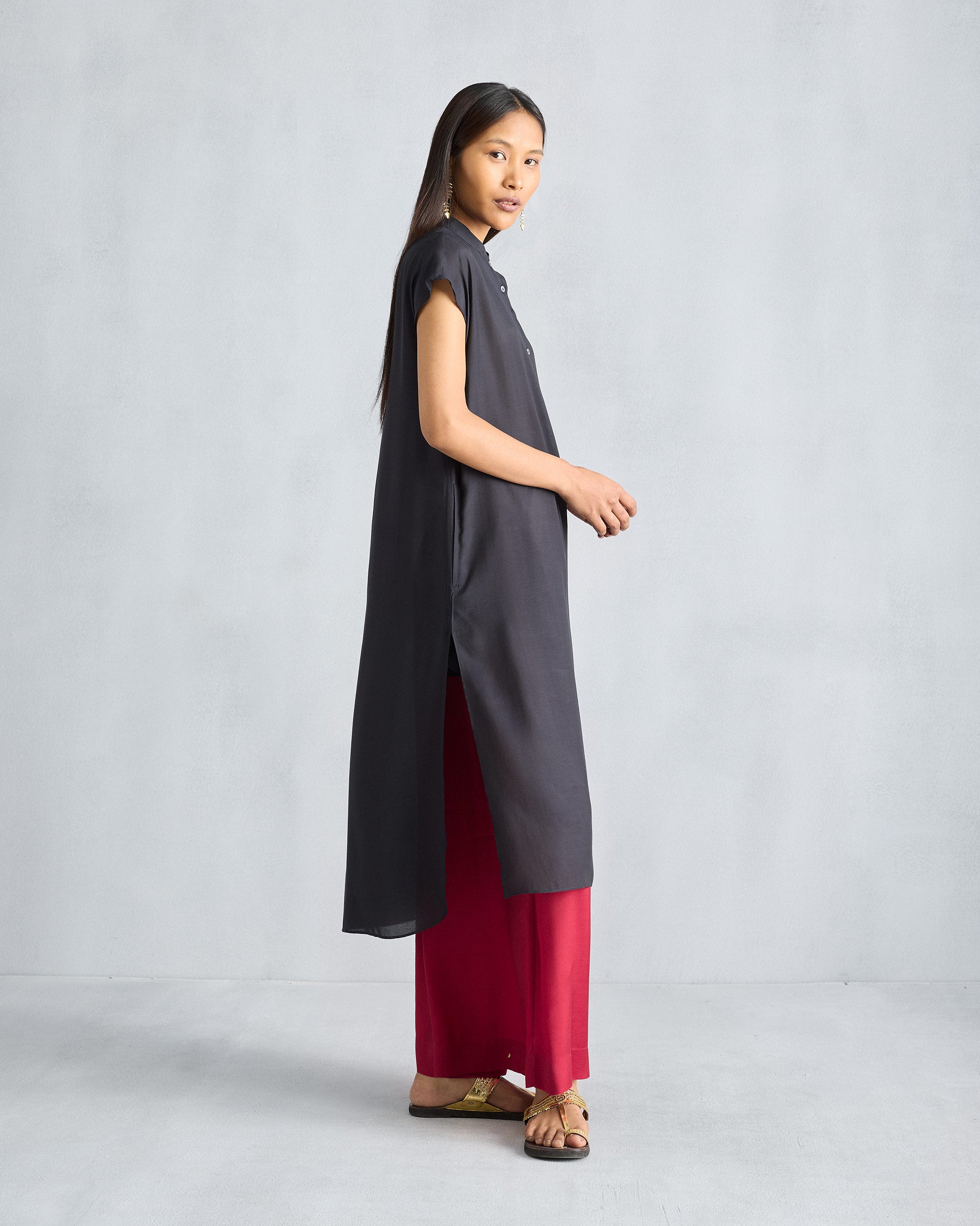 Short Sleeve Kurta - Black
