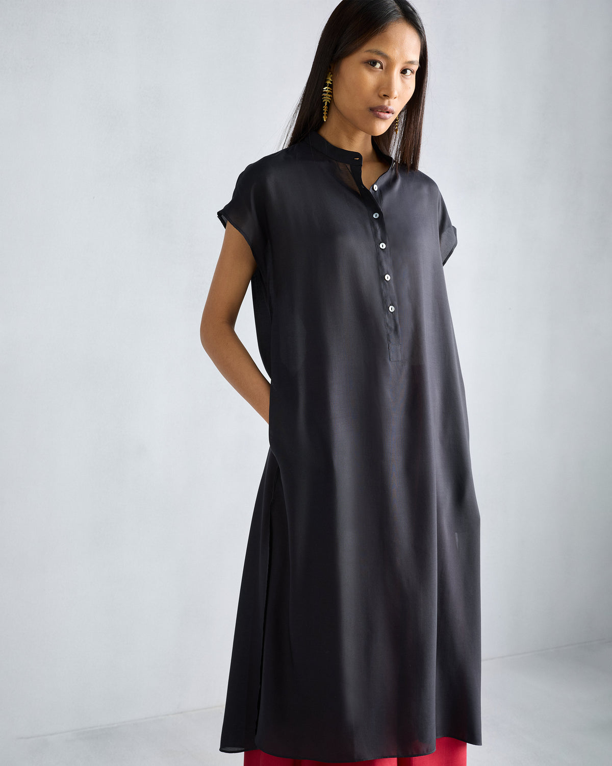 Short Sleeve Kurta - Black