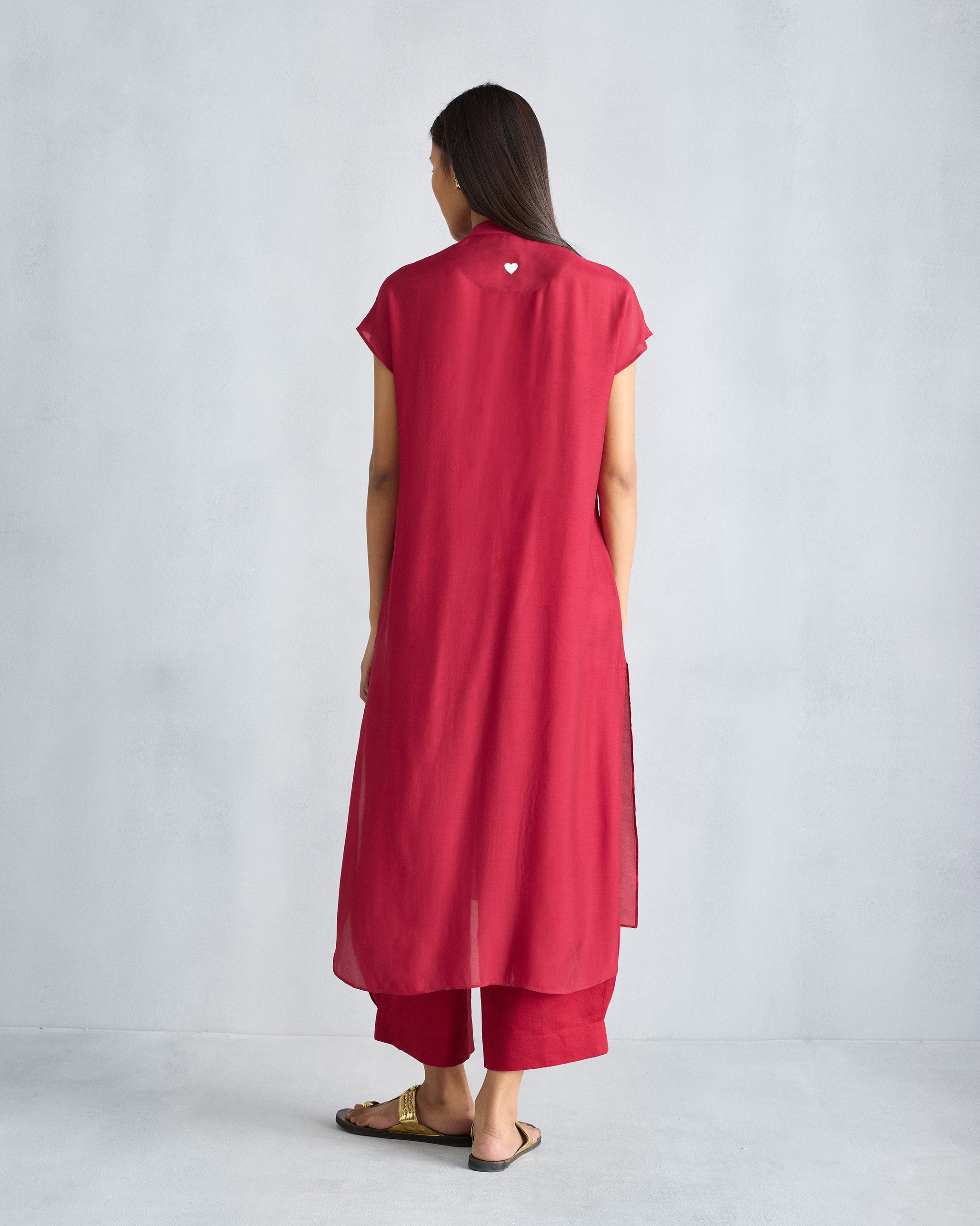 Short Sleeve Kurta - Red