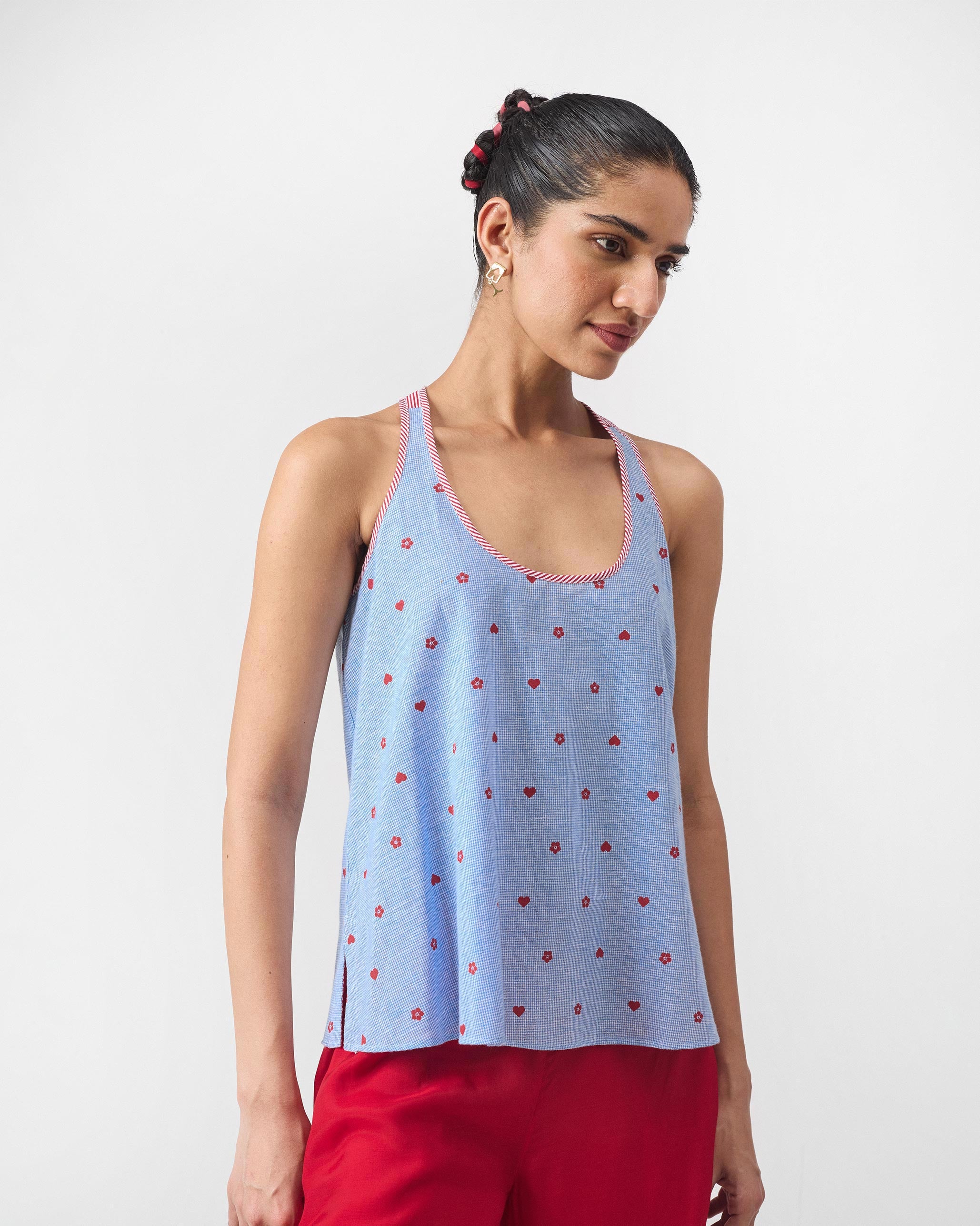 Moshi Racerback Top - Blue & Red Print