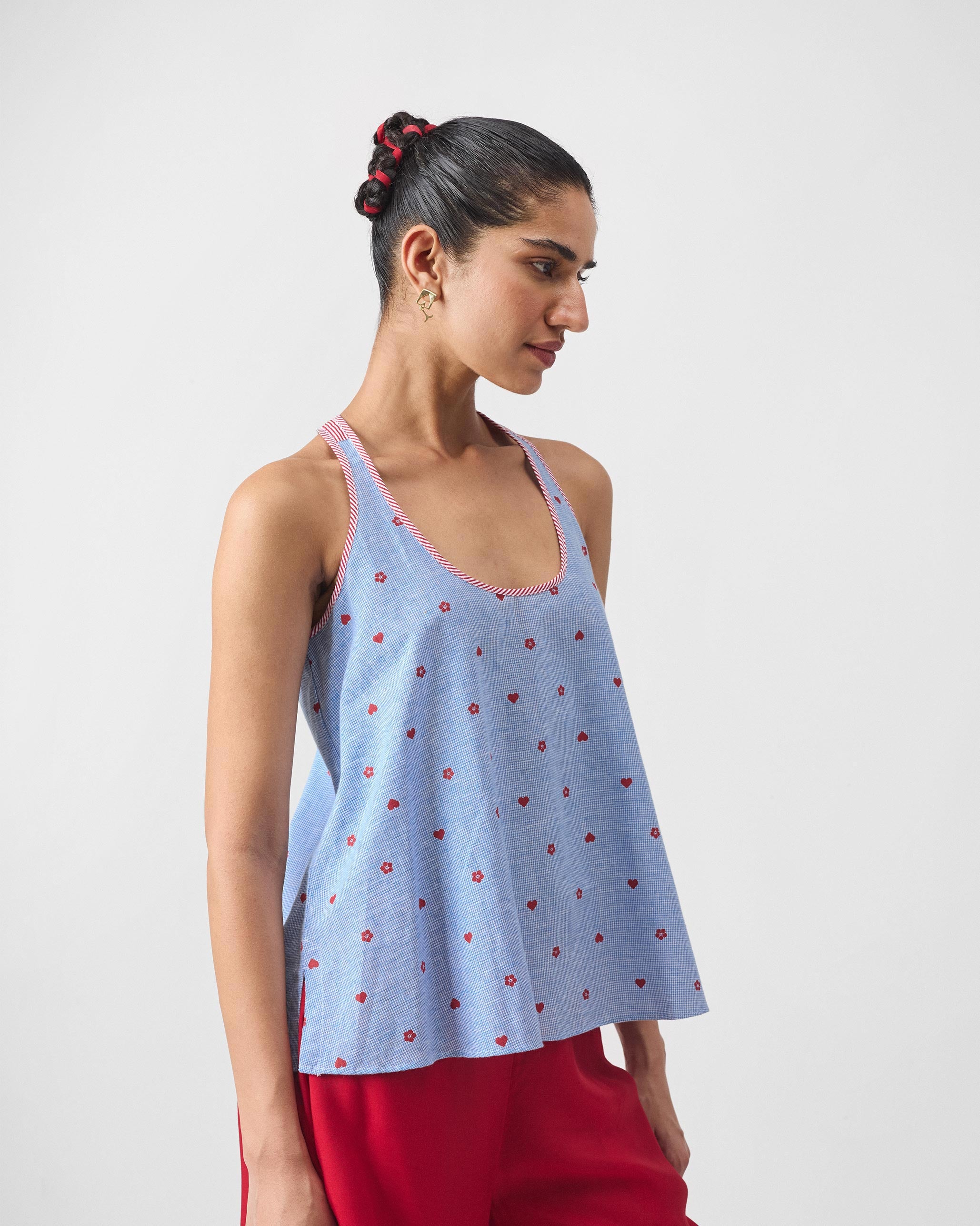 Moshi Racerback Top - Blue & Red Print