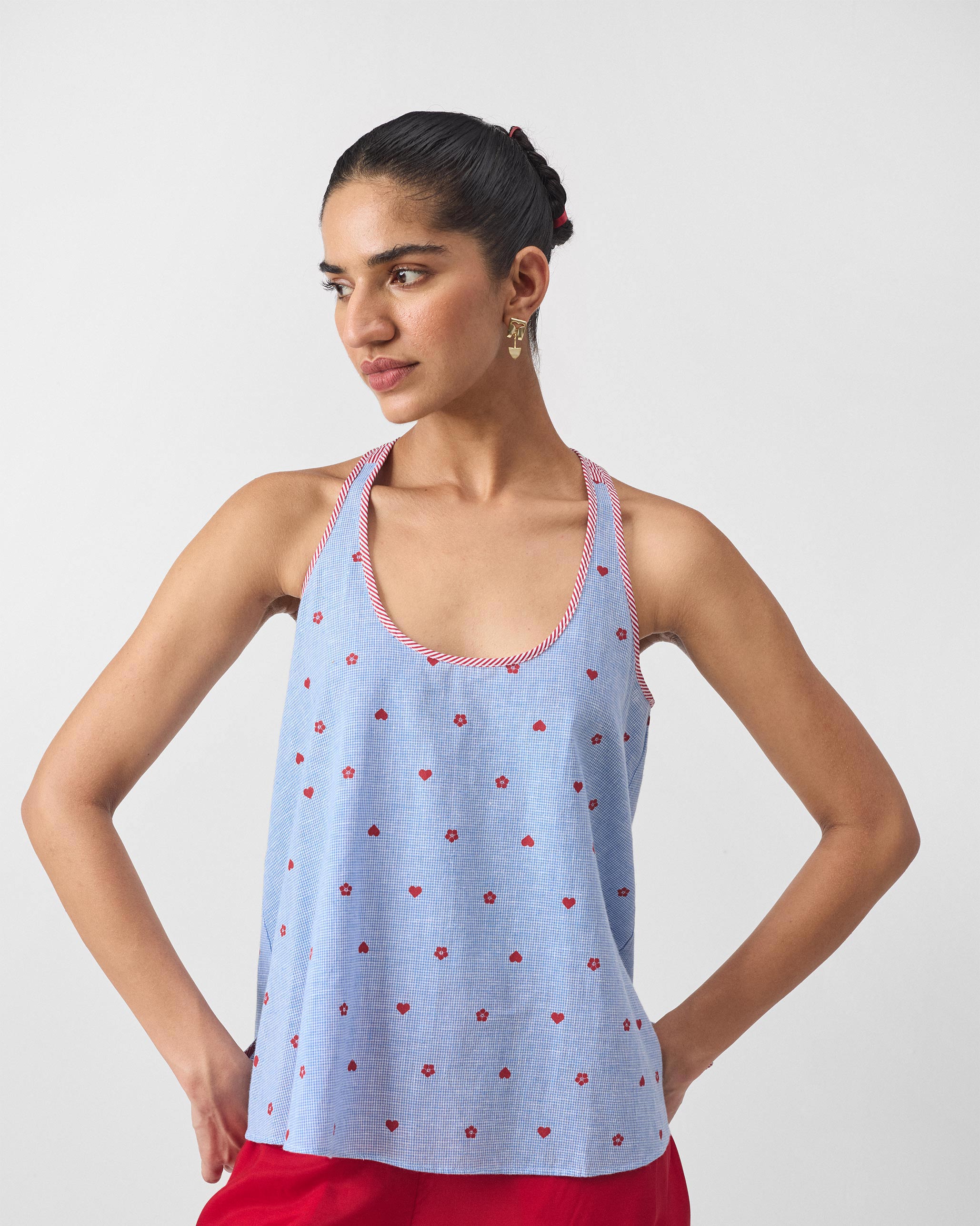 Moshi Racerback Top - Blue & Red Print