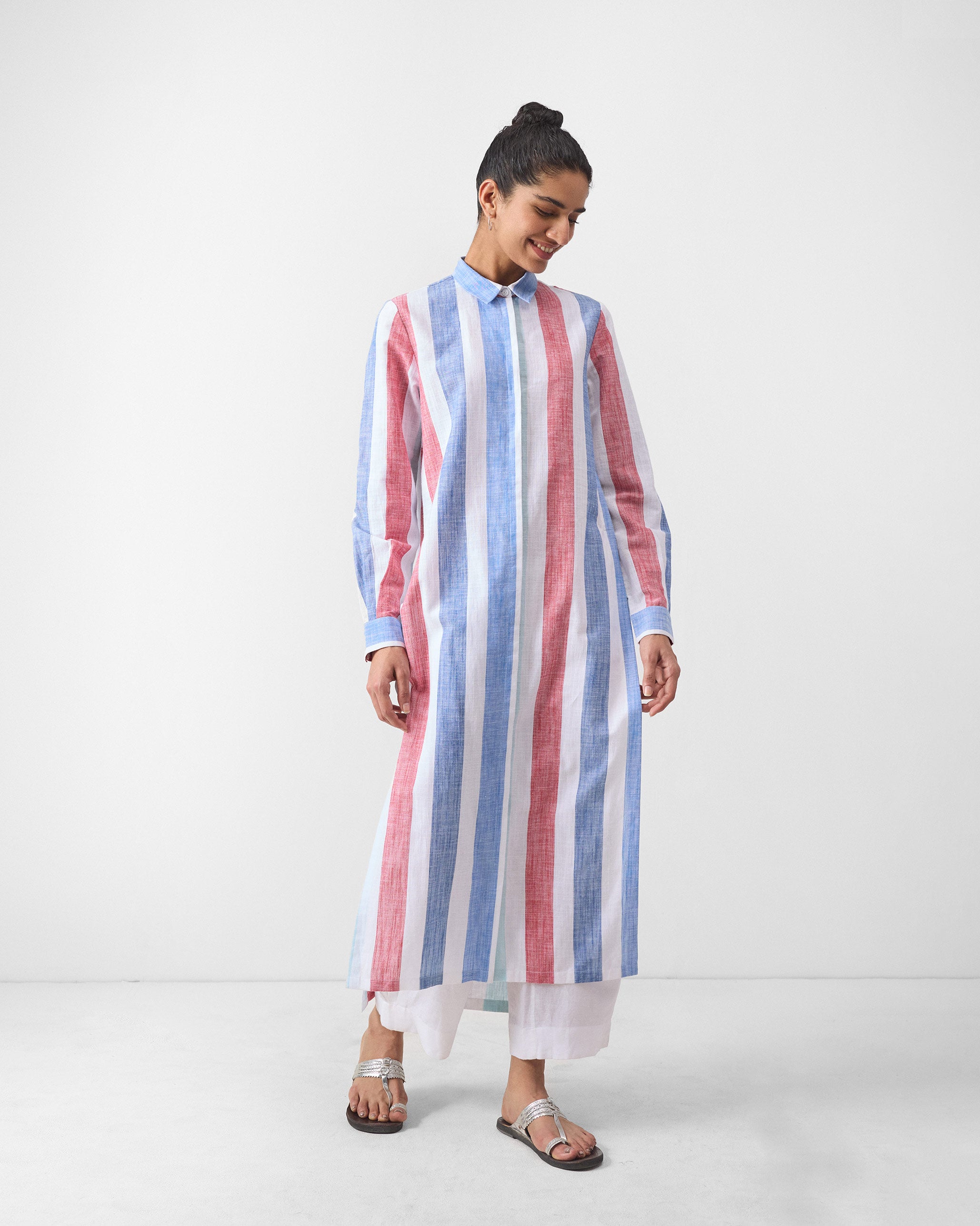 Many Moons Kurta - Blue & Red Stripes