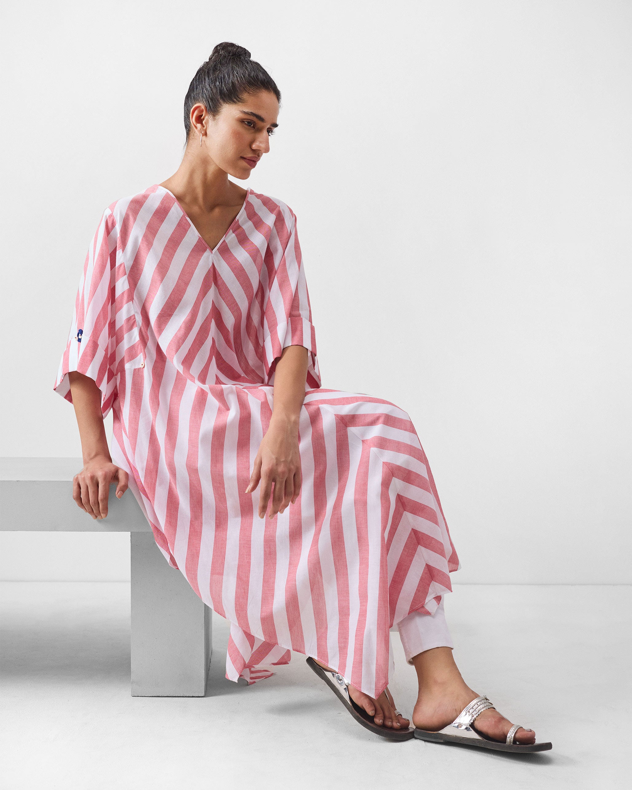 Mizuki Kaftan - Red & White Stripes
