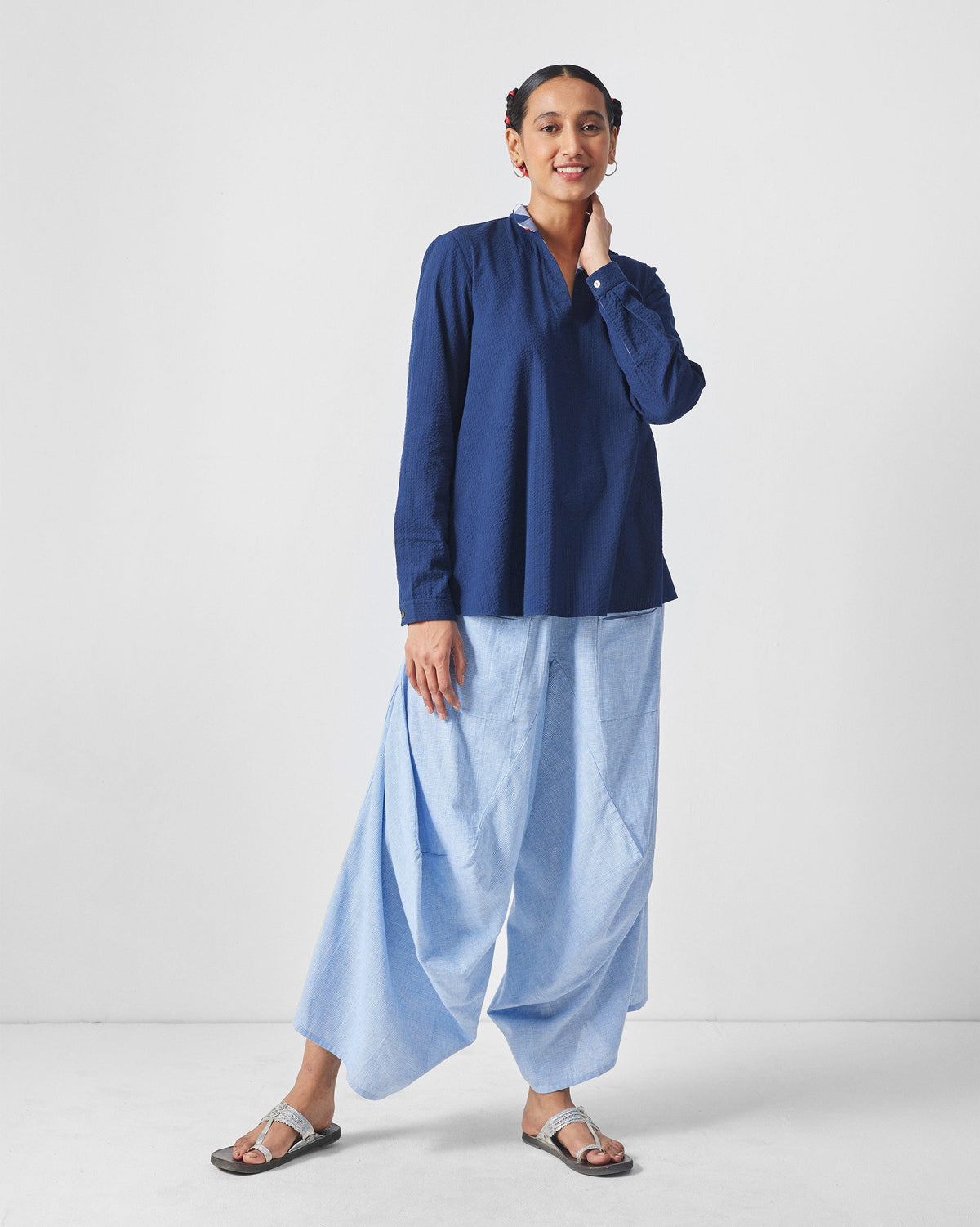 Yoka Trousers - Blue & White Checks