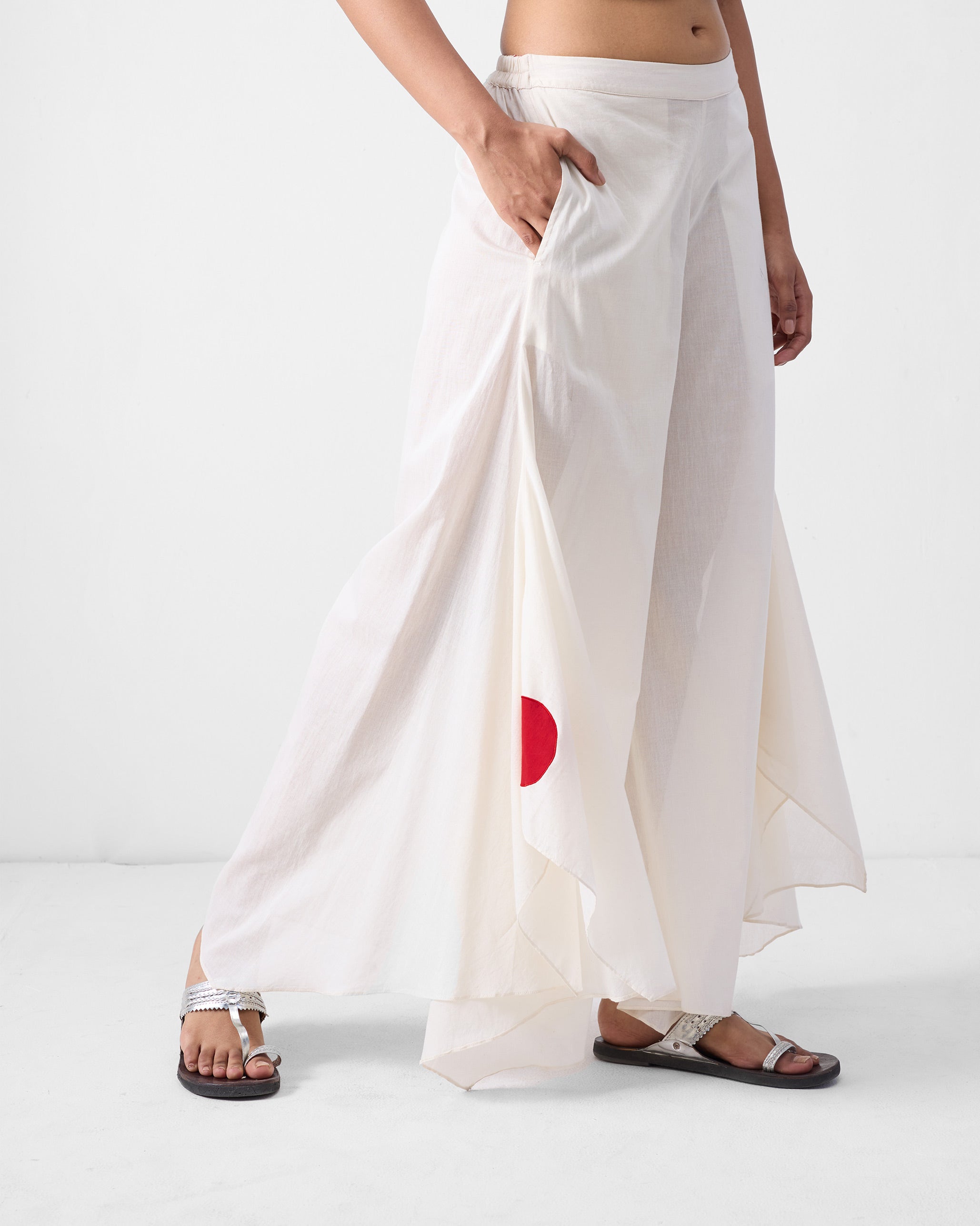 Uneven Hem Pants - Ivory