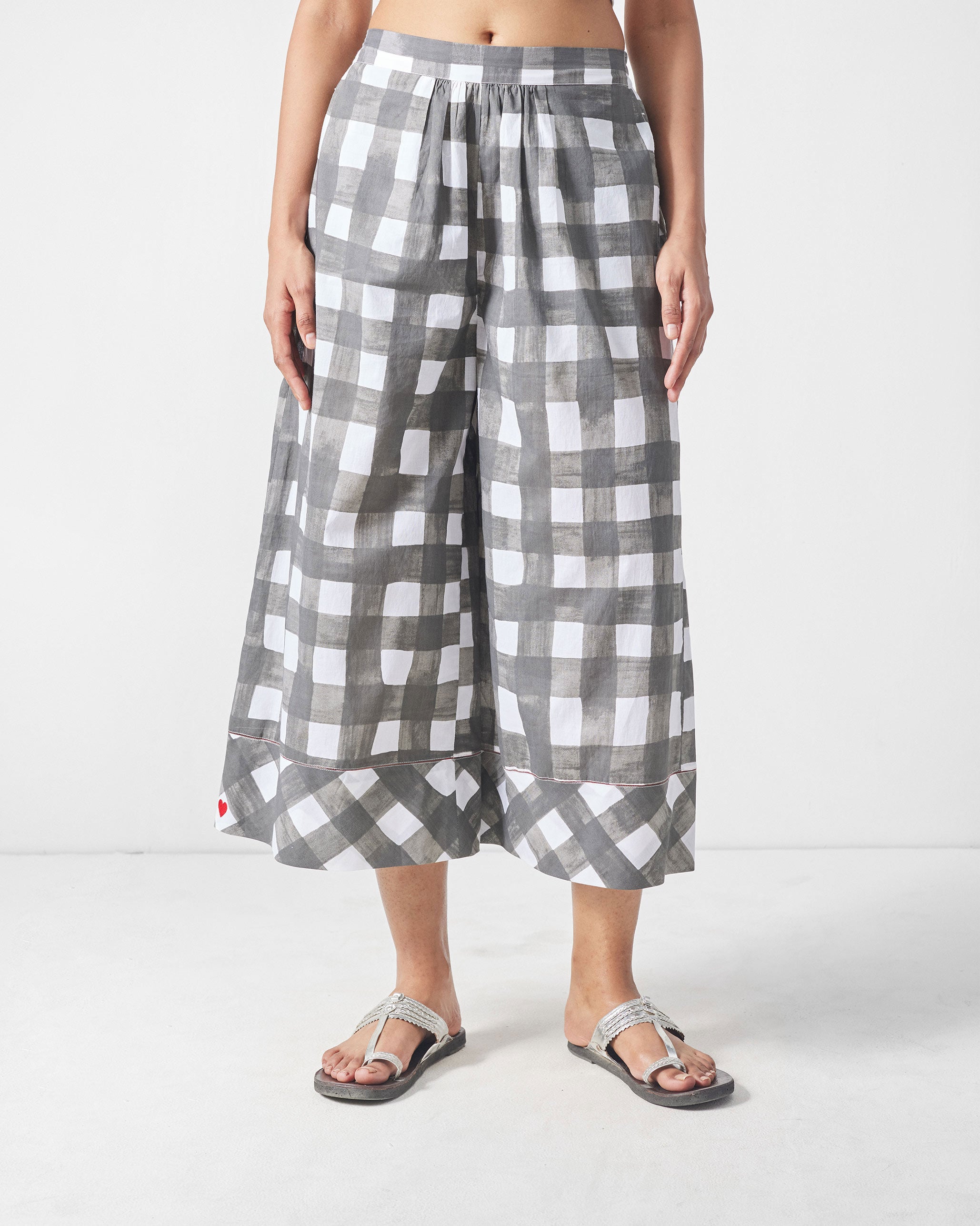 Picnic Culottes - Charcoal & White Print