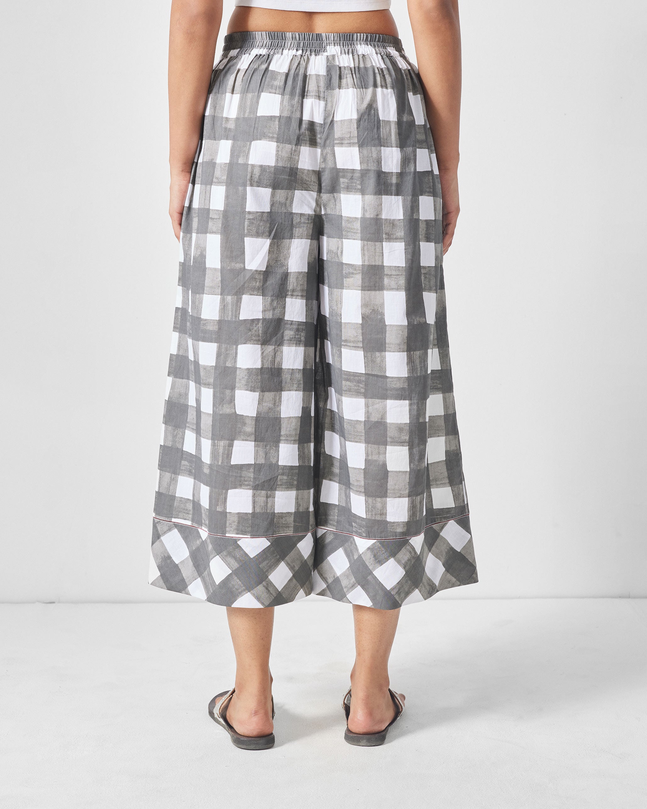 Picnic Culottes - Charcoal & White Print