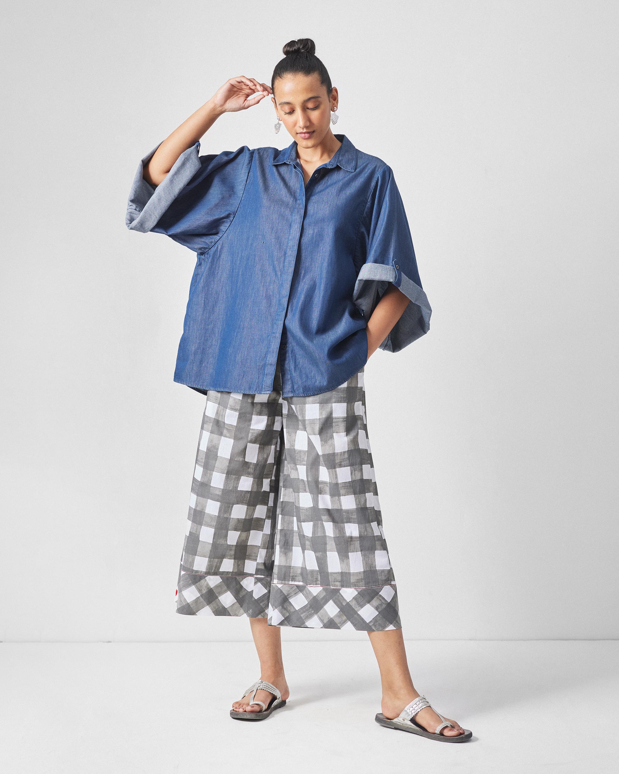 Picnic Culottes - Charcoal & White Print