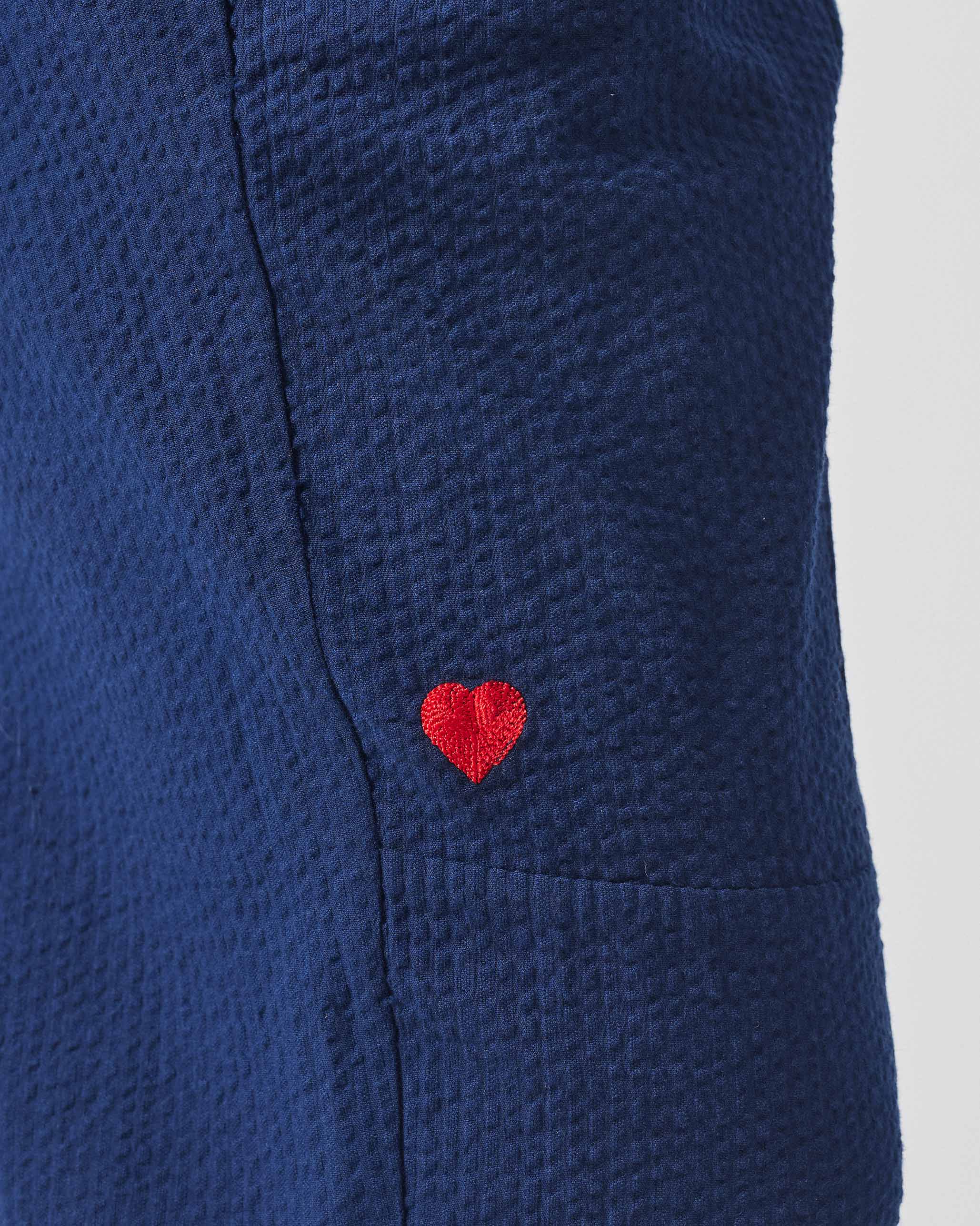 The Bell Sleeves Kurta Set - Navy Seersucker