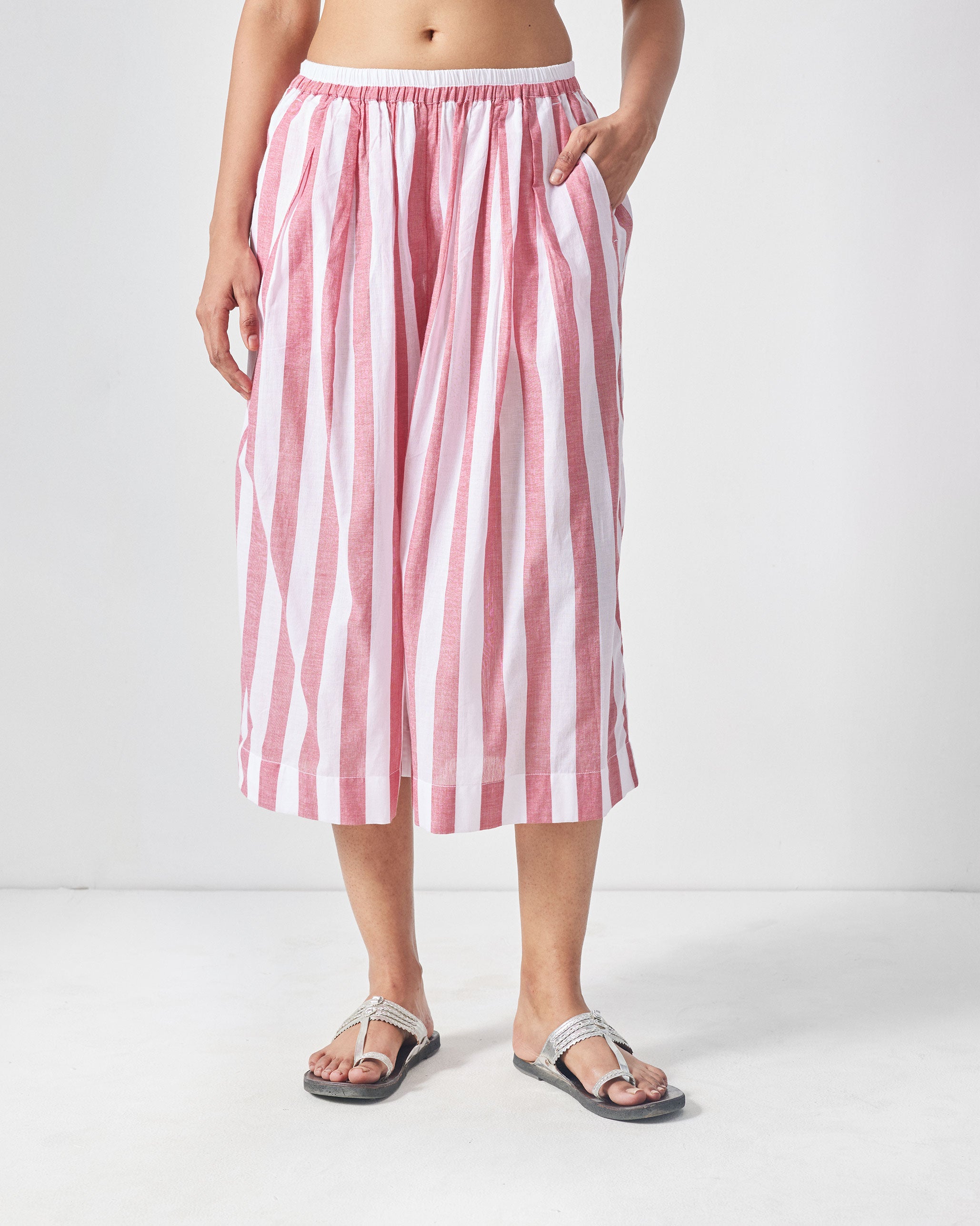 Aoi Pants - Red & White Stripes
