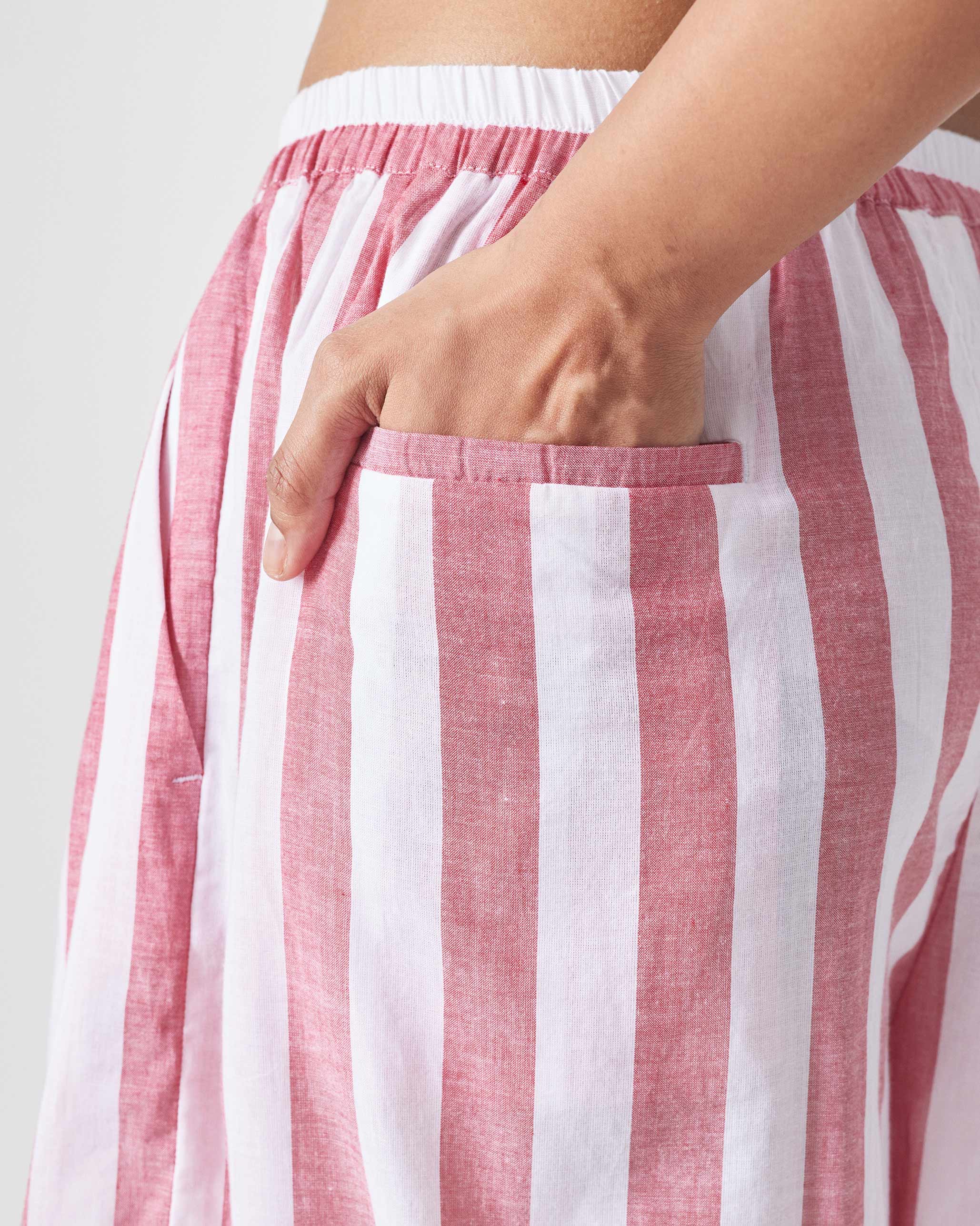 Aoi Pants - Red & White Stripes