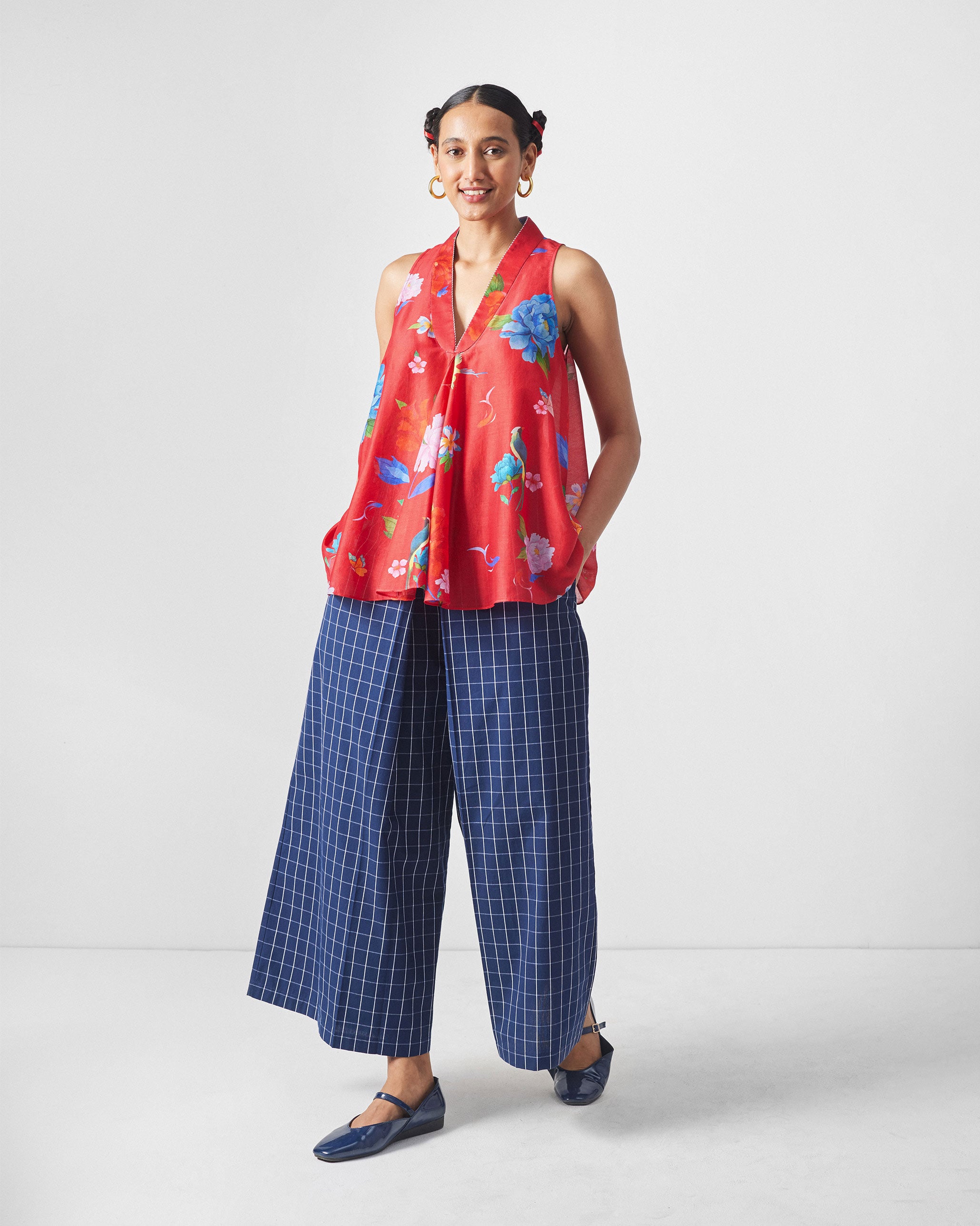 Hinata Pants - Navy & White Checks