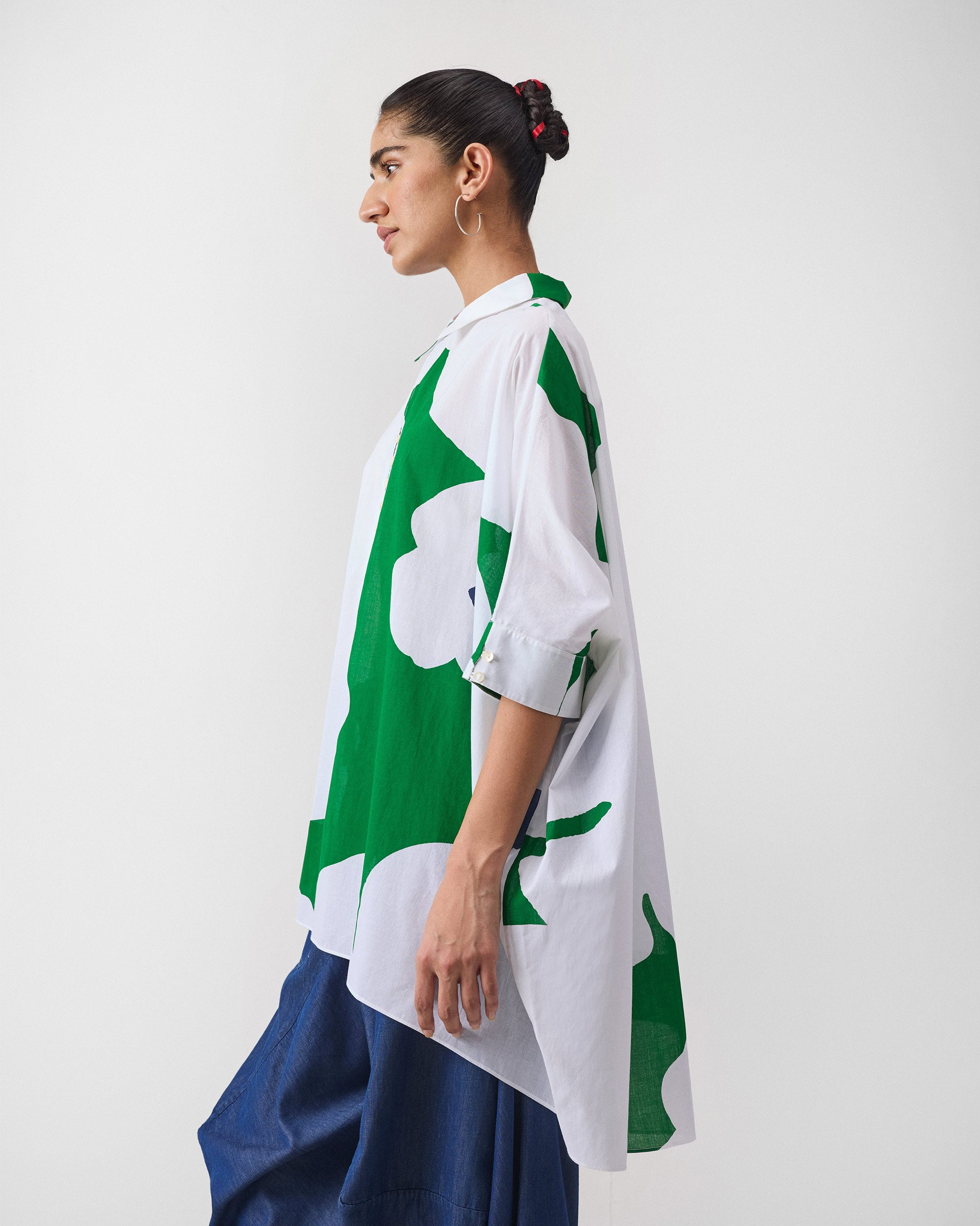 Hala Tunic - Green & White Print