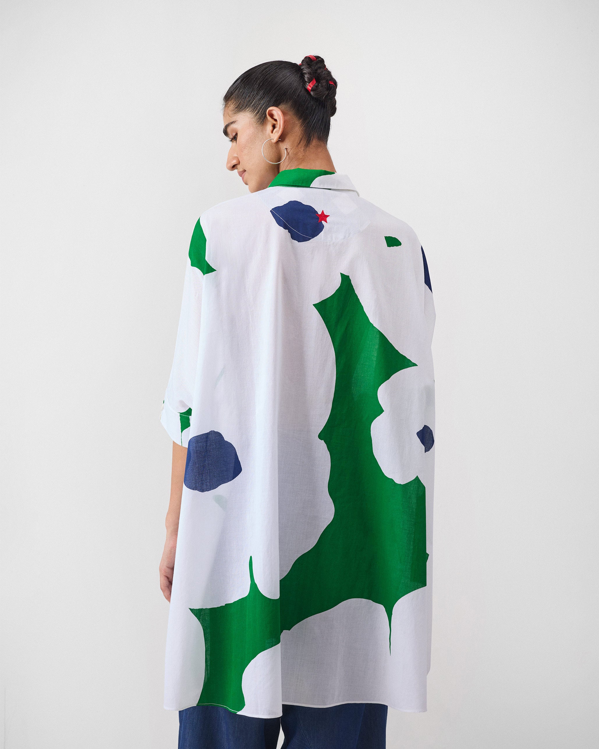 Hala Tunic - Green & White Print