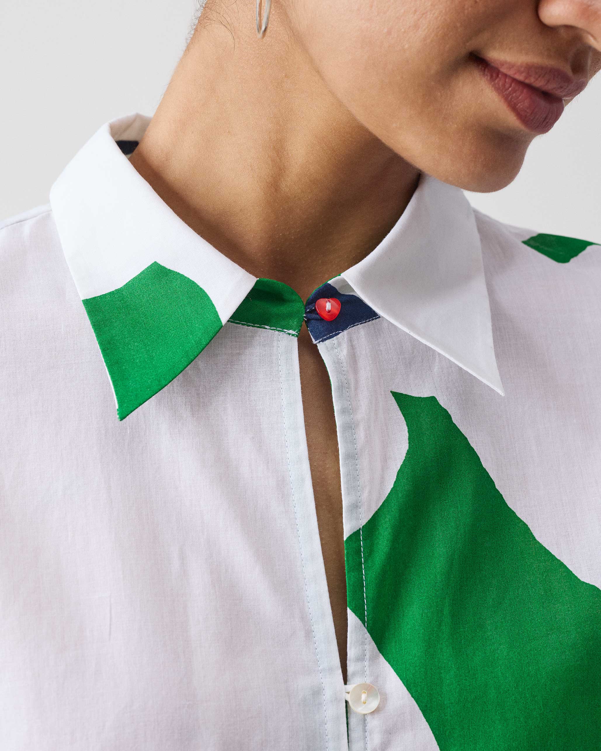 Hala Tunic - Green & White Print