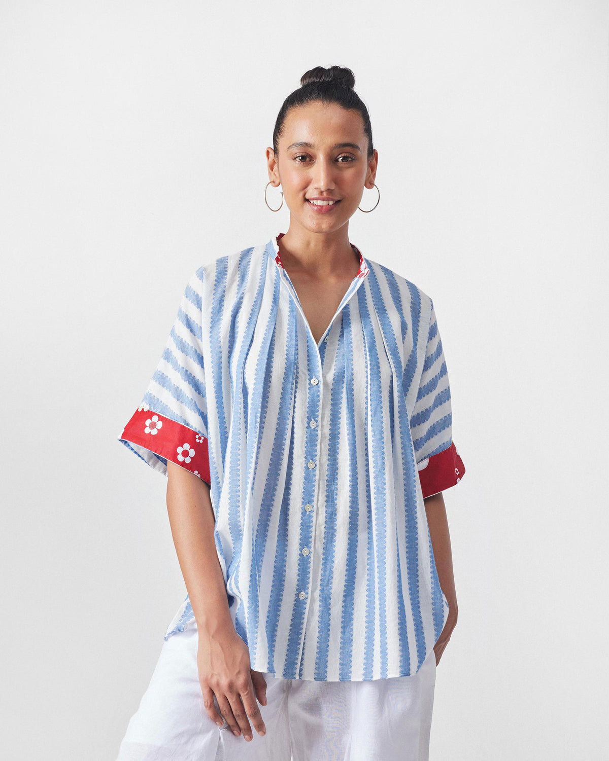 Moshi Back Tie Top - Blue & White Stripes