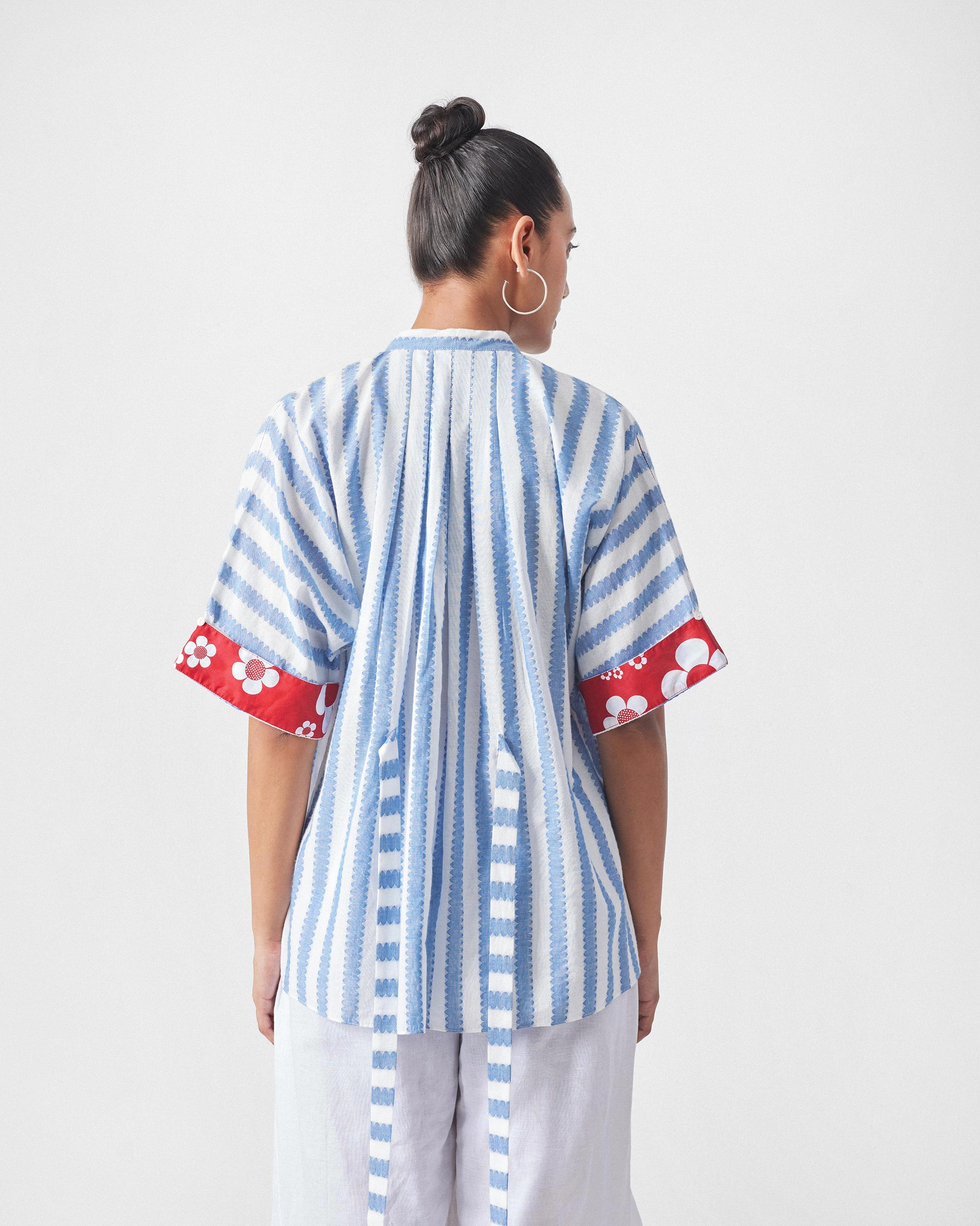 Moshi Back Tie Top - Blue & White Stripes